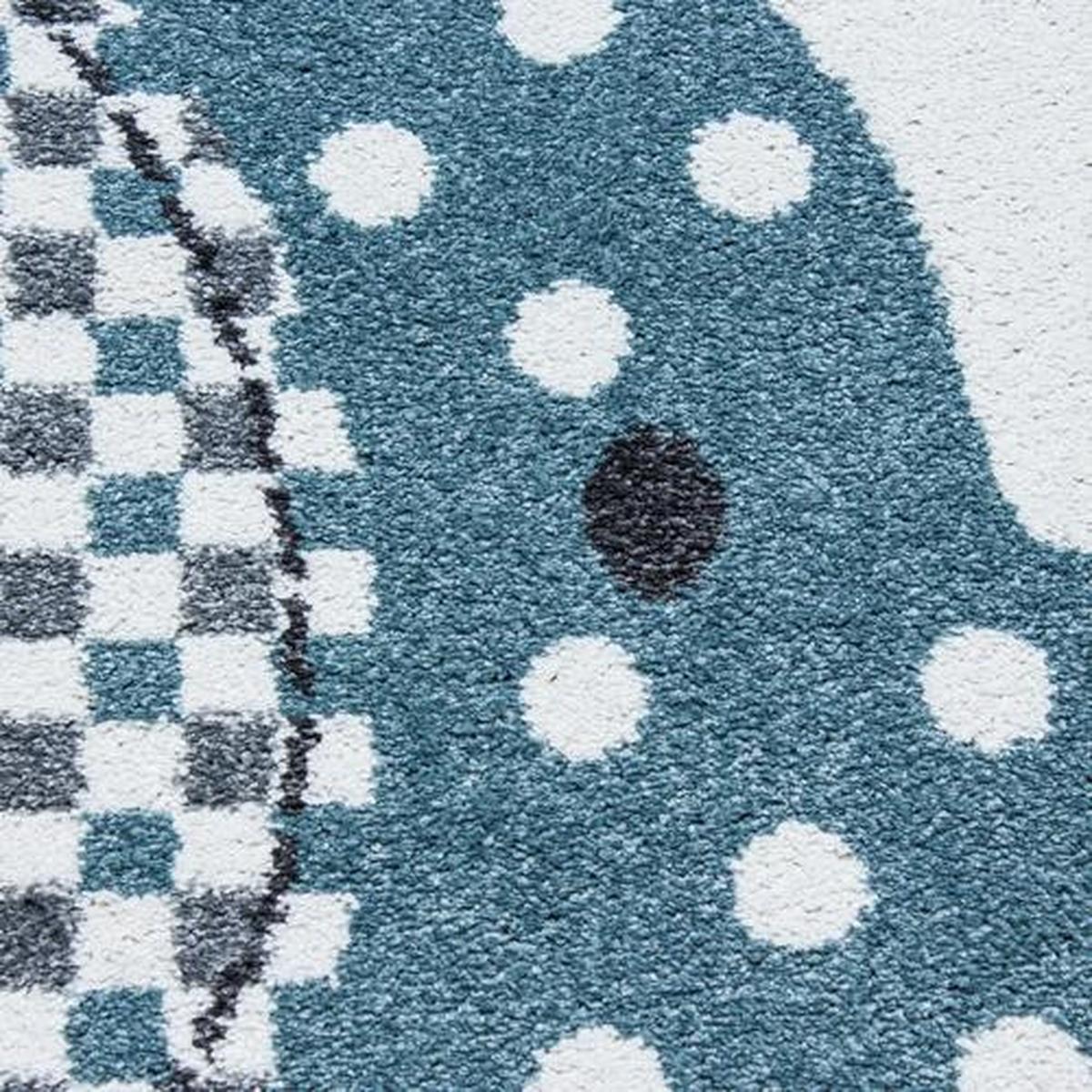 Kinderteppich Rund Elefant Blau/grau/weiß Kids Ø 160 Cm - Blau/Weiß, Trend, Textil (160cm)
