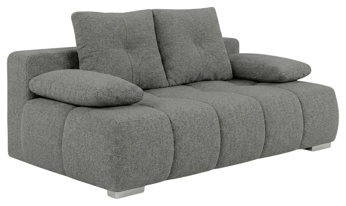 Boxspringová pohovka BUBBLE, tmavosivá - čierna/chrómová, Trend, kompozitné drevo/textil (206/90/105cm) - Luca Bessoni