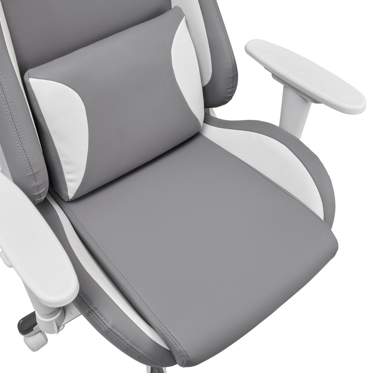 Gamingstuhl Racer - Weiß/Grau, MODERN, Kunststoff/Textil (66/126-134/59cm) - Livetastic