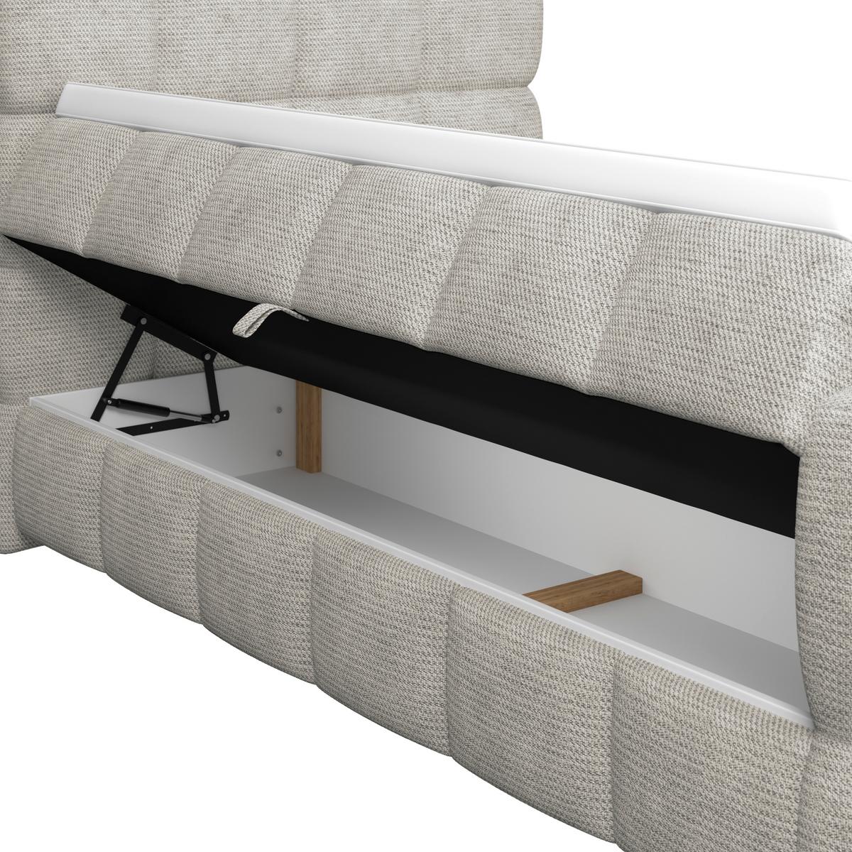 Boxspringbett Brisbane inkl. Bettkasten 140x220 - Ecru/Schwarz, Trend, Holz/Holzwerkstoff (140/220cm) - Sembella