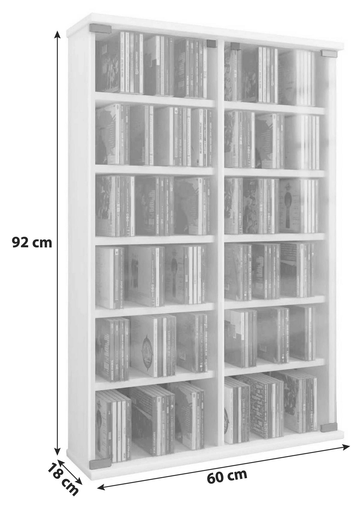 CD Regál Roma bílý - bílá, Basics, kompozitní dřevo/sklo (60/92/18cm) - MID.YOU