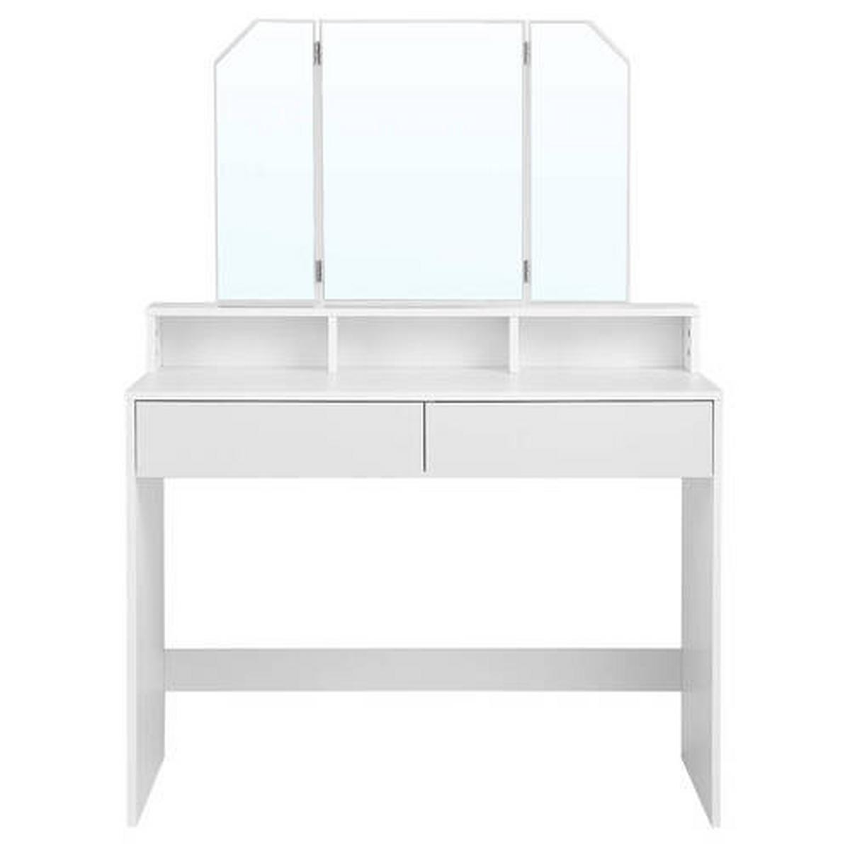 Toaletní stolek š. 100 cm, bílý - bílá, Trend, kompozitní dřevo/sklo (100/40/142cm) - Boxxx