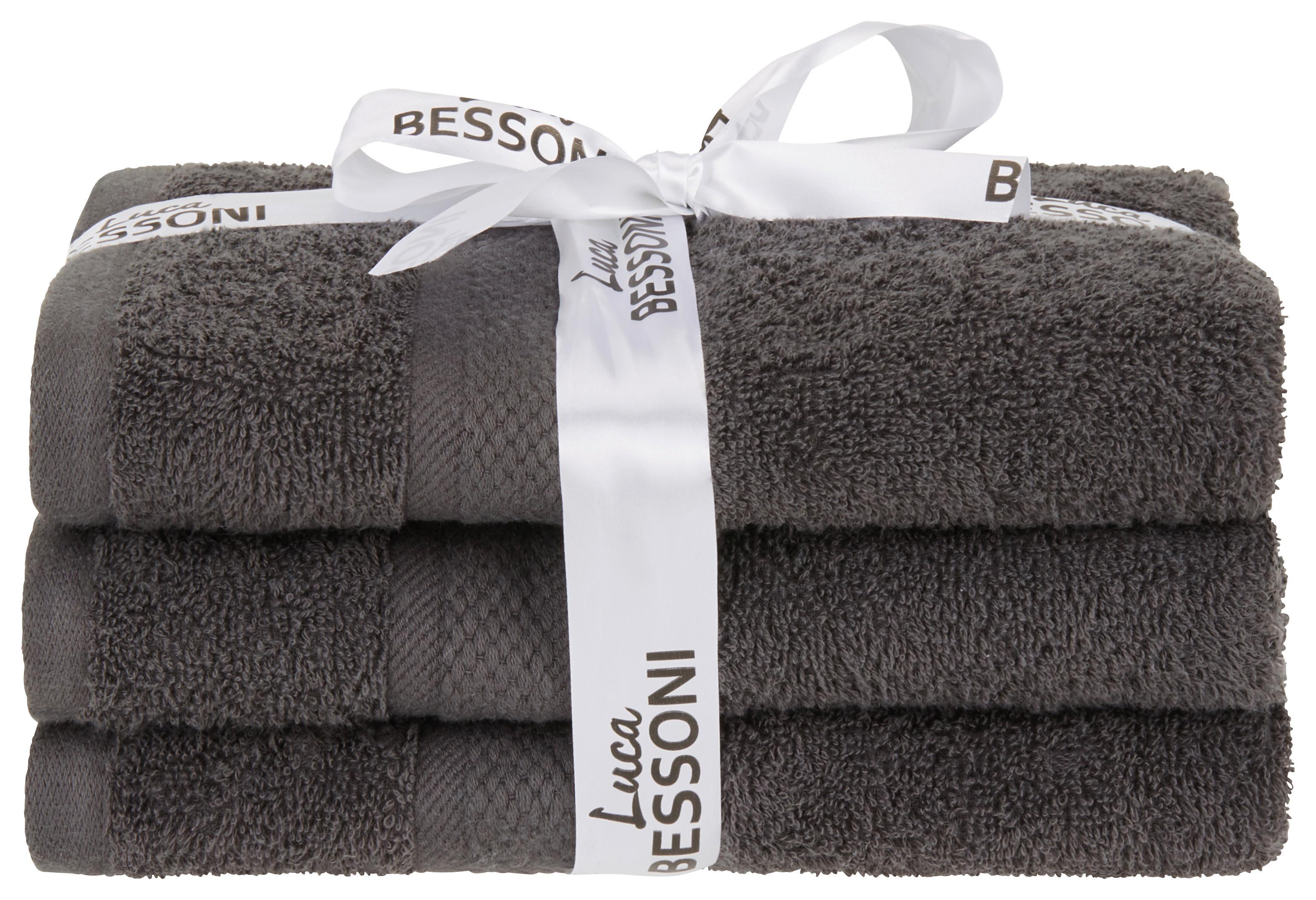 Kéztörlő Fiolina - 3er Pack - antracit, Modern, textil (50/100cm) - Luca Bessoni