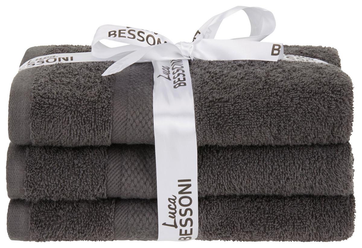Handtuch Fiolina Baumwolle Anthrazit 50x100 cm 3er-Pack - Anthrazit, MODERN, Textil (50/100cm) - Luca Bessoni