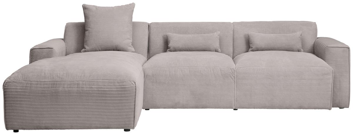 Ecksofa Mit Zierkissen Pearl Taupe 196x303 Cm - Taupe/Schwarz, Design, Textil (196/303cm) - Livetastic