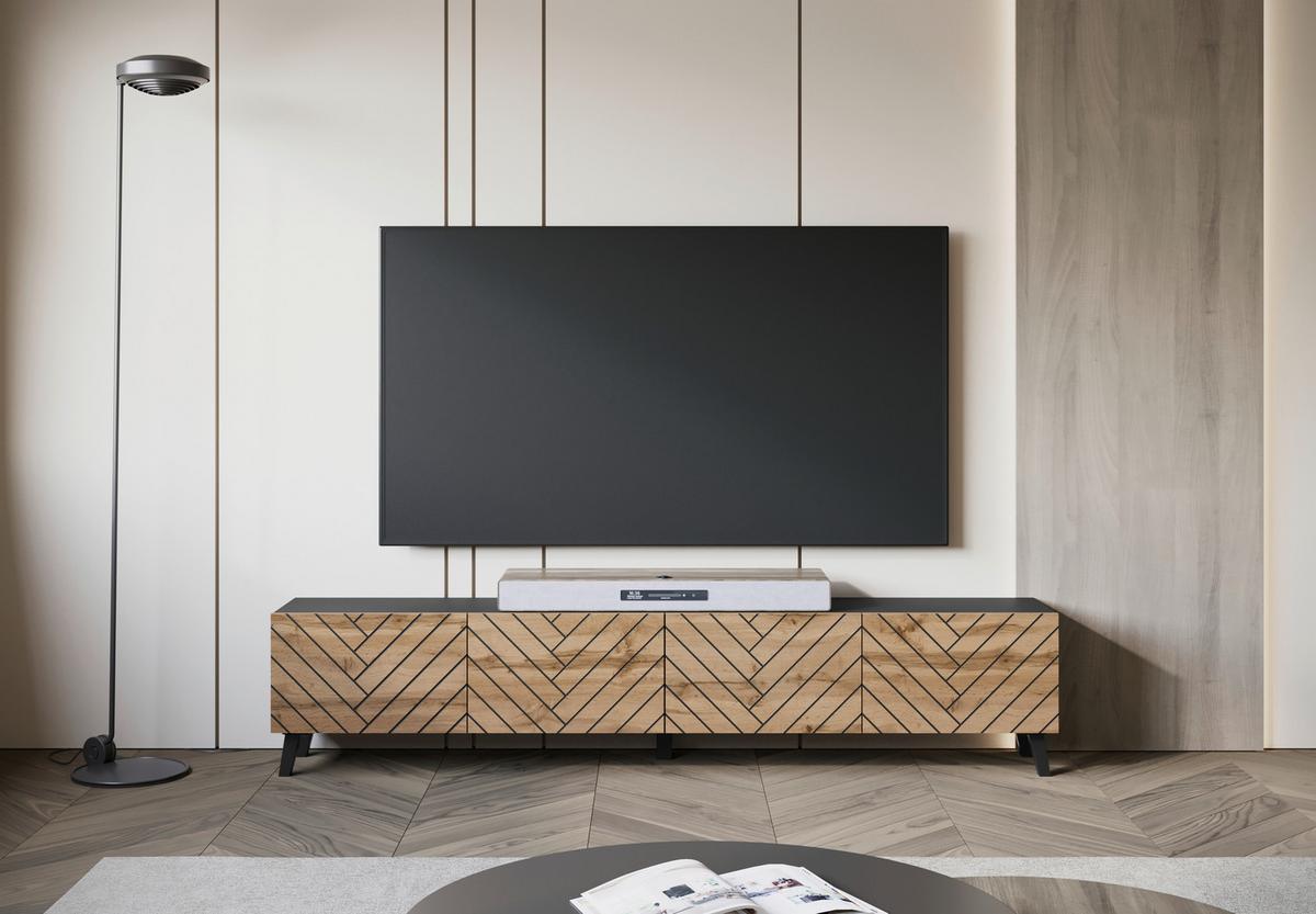 NÍZKÁ KOMODA PHUKET 190 - černá/dub wotan, Trend, kompozitní dřevo/plast (190/40/32cm) - Livetastic