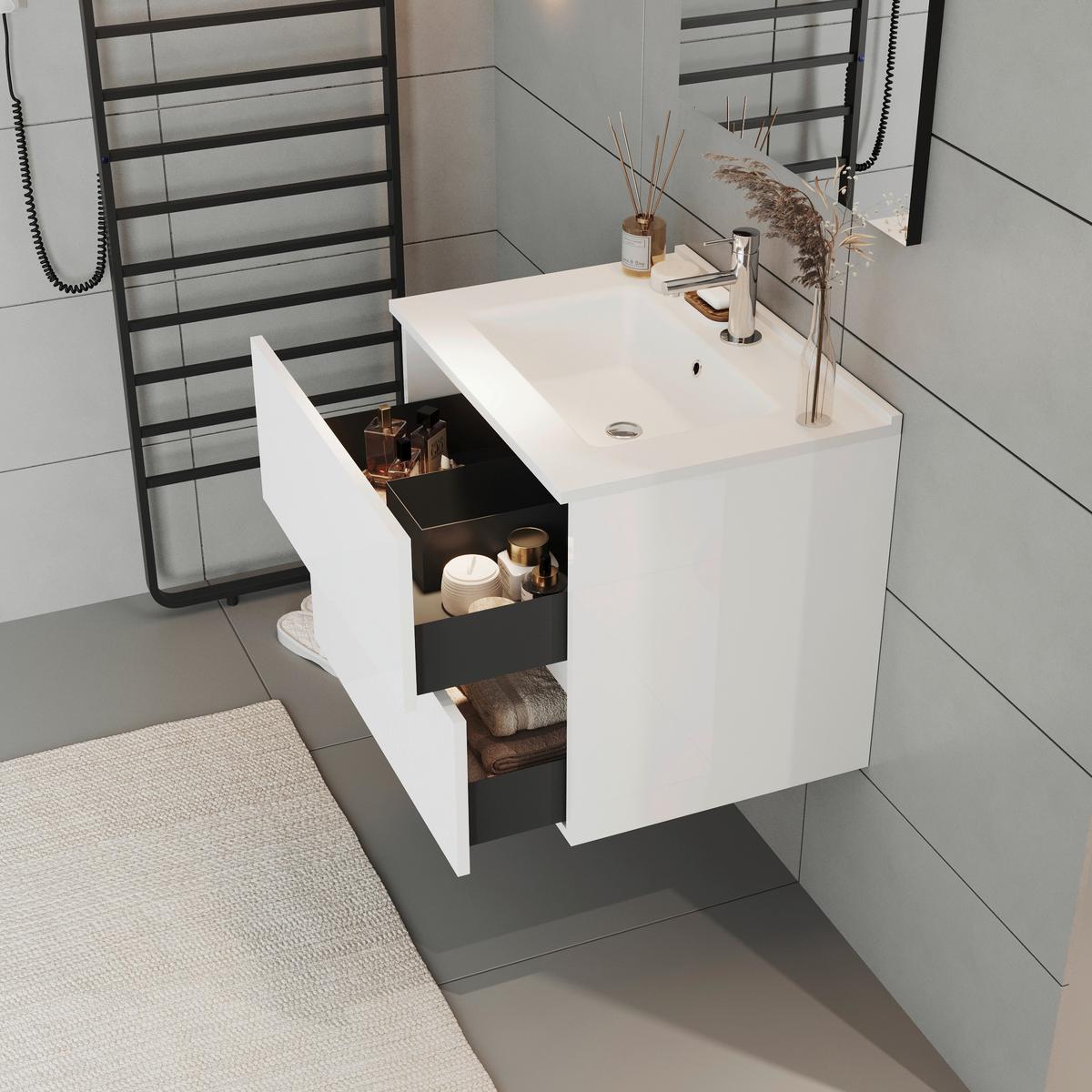 Fürdőszoba Blokk Eva 60cm - fehér, Konventionell, faalapú anyag (60/51/46cm)