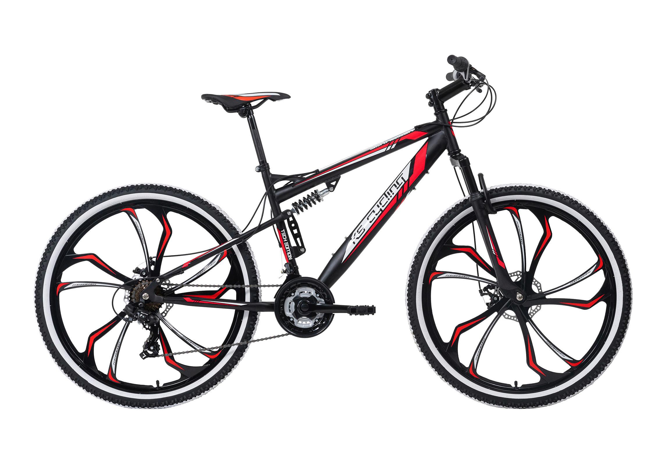 Mountainbike Fully 27,5 Zoll Scrawler 21 Gänge - Rot/Schwarz, Basics, Metall (139/80/21cm) - KS Cycling