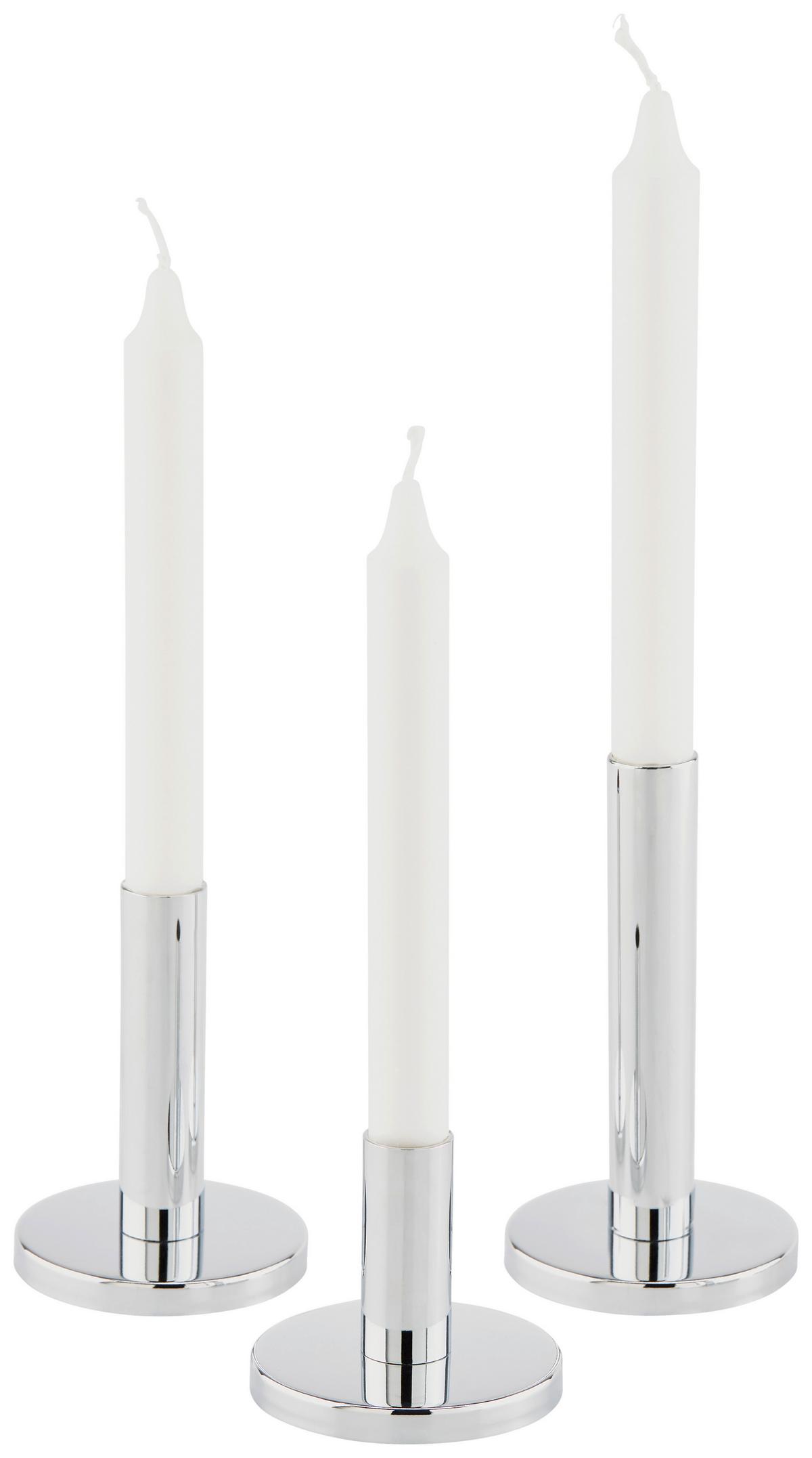 Gyertyatartó Szett Malko 3-Részes - ezüstszínű, Basics, fém