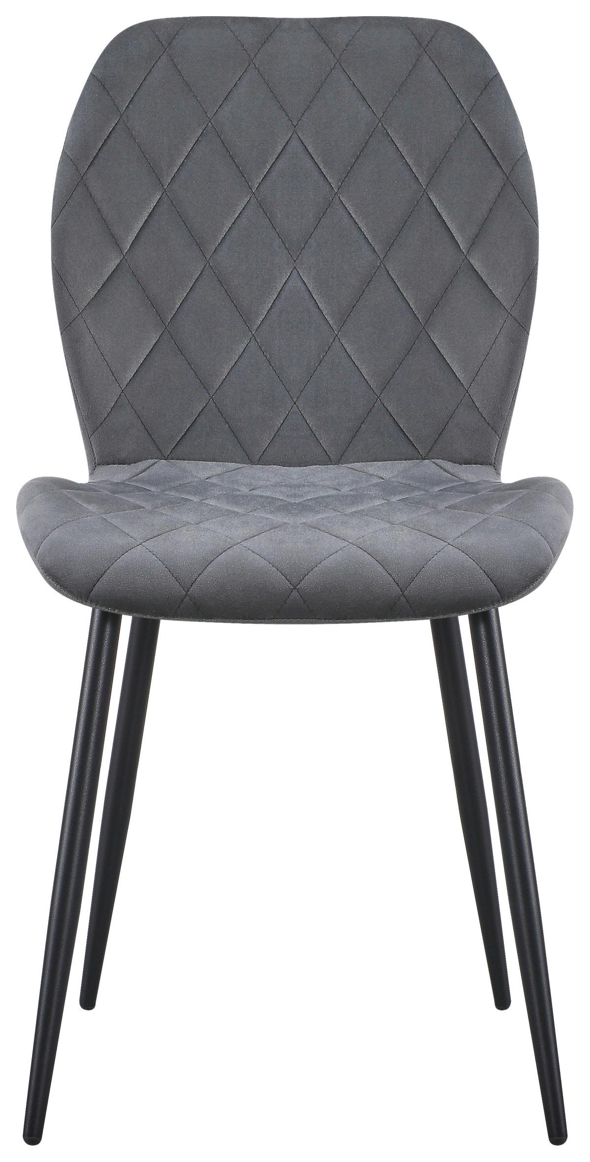 Vierfußstuhl Zoe Samt dunkelgrau, B: 58cm - Dunkelgrau/Schwarz, Trend, Textil/Metall (58/85/47cm)