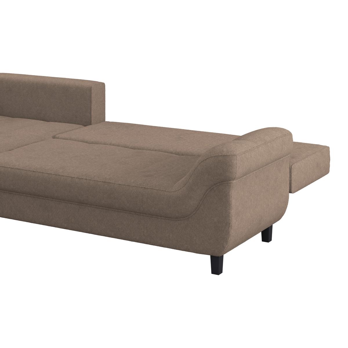 Ecksofa Mendoza - Schwarz/Braun, Design, Textil (197/309cm) - Ondega