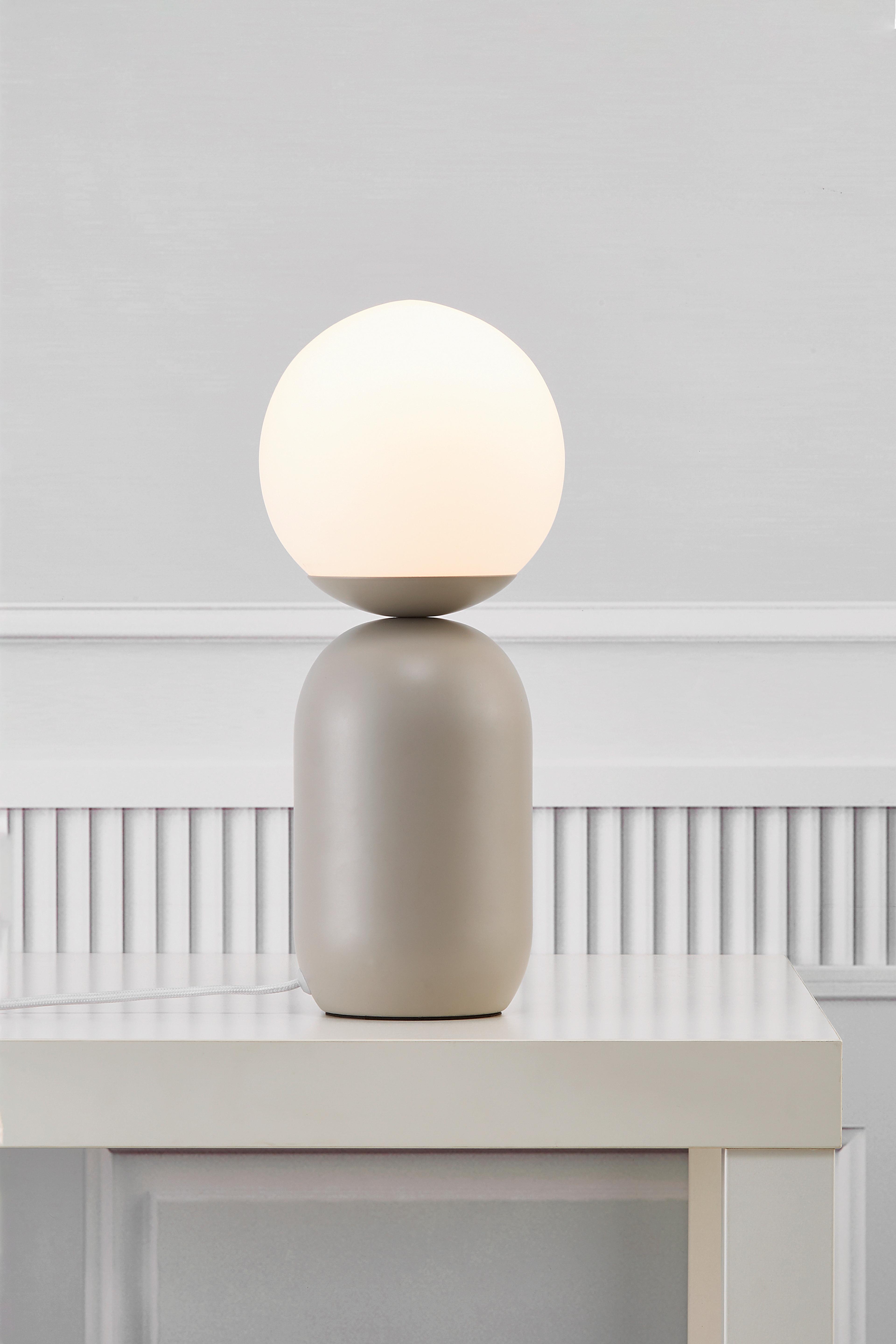 Tischleuchte Notti Grau Weiß D: 15 cm - Weiß/Grau, Design, Glas/Metall (15/35cm) - Nordlux