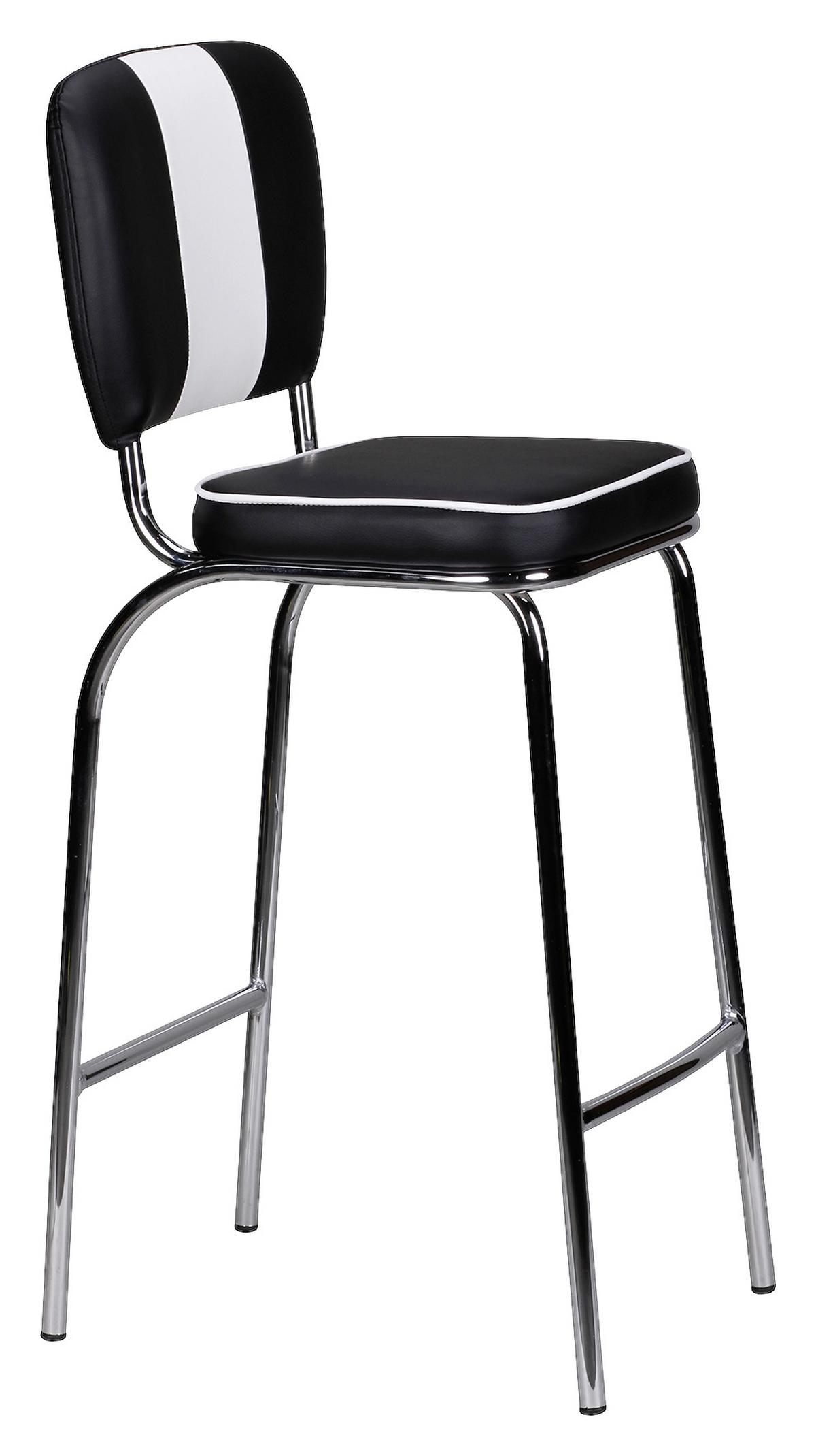 Barová židle AMERICAN DINER černobílá - bílá/černá, Moderní, kov/plast (40/110/38cm) - MID.YOU