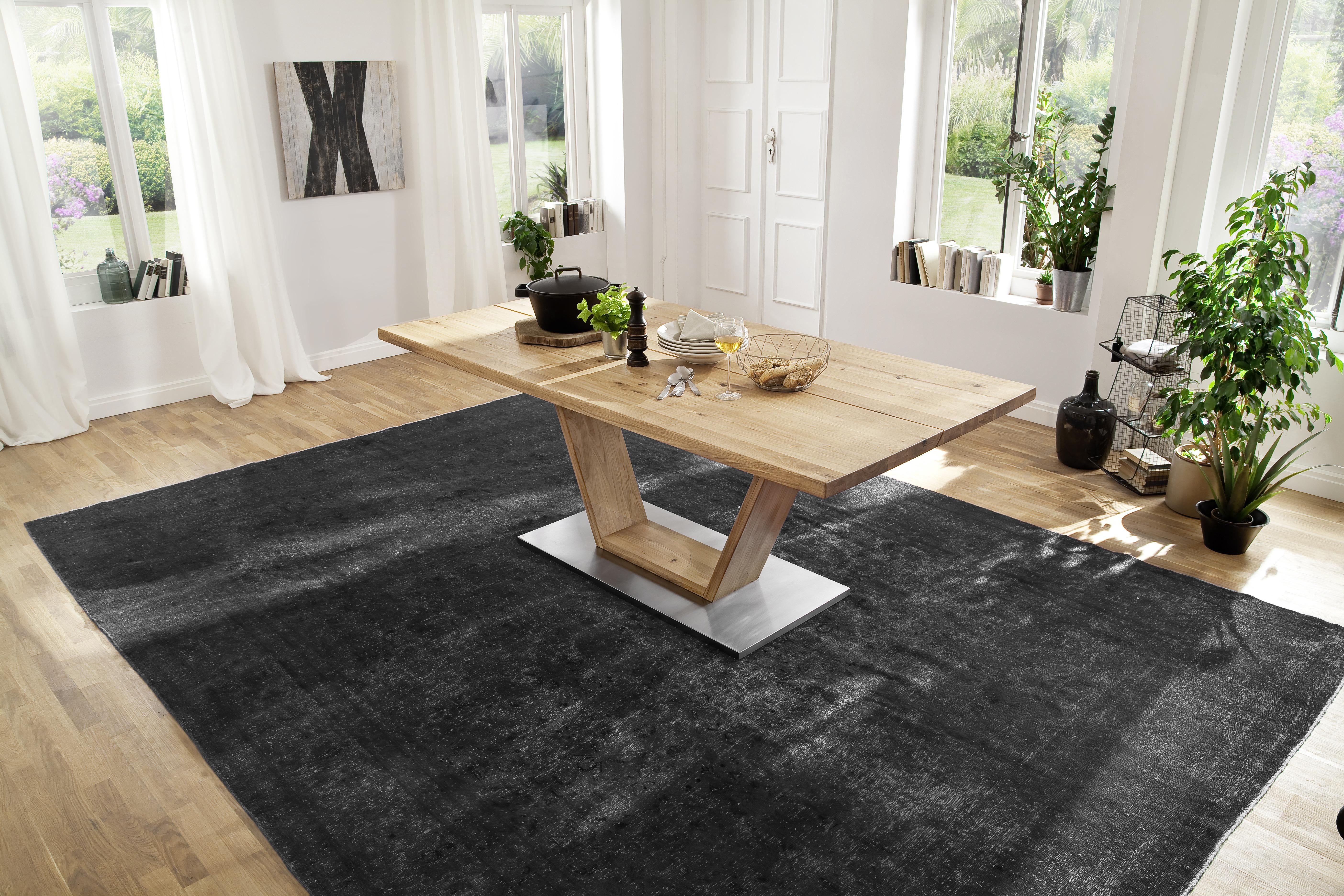 Esstisch Eiche Greta 180x90 cm mit Geteilter Tischplatte - Eichefarben, Design, Holz/Holzwerkstoff (180/90/77cm) - Livetastic