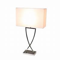 Tischlampe Omega Weiß/ Chromfarben - Chromfarben/Weiß, KONVENTIONELL, Textil/Metall (40/69cm) - By Rydéns