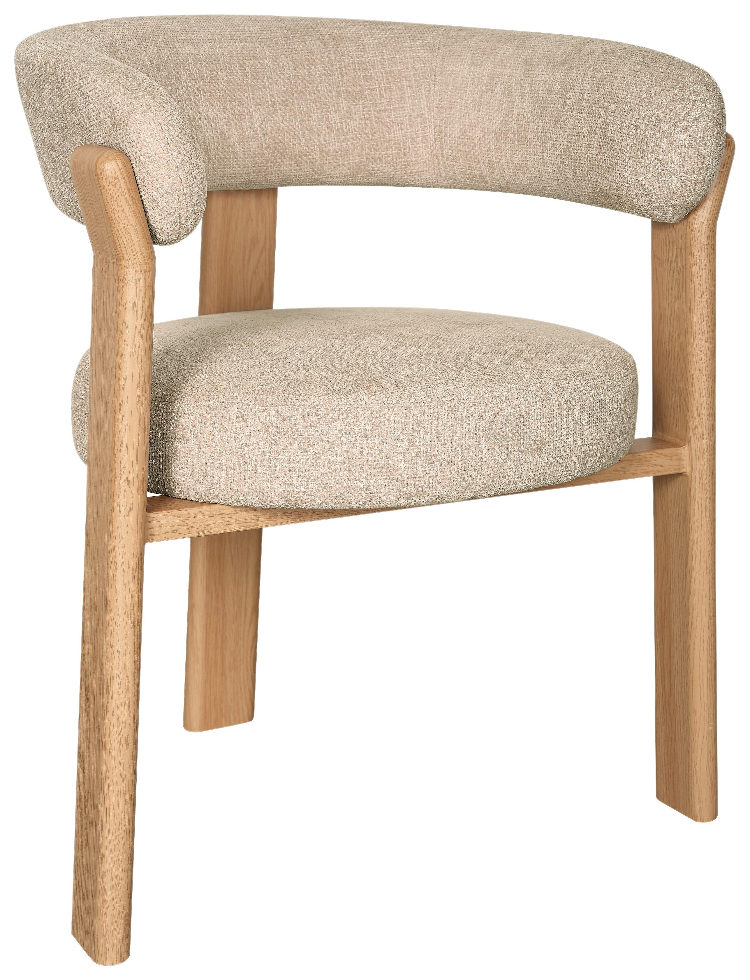 Armlehnstuhl Granada Beige B: 62 cm - Eichefarben/Beige, MODERN, Textil/Metall (62/74/56,5cm) - Livetastic