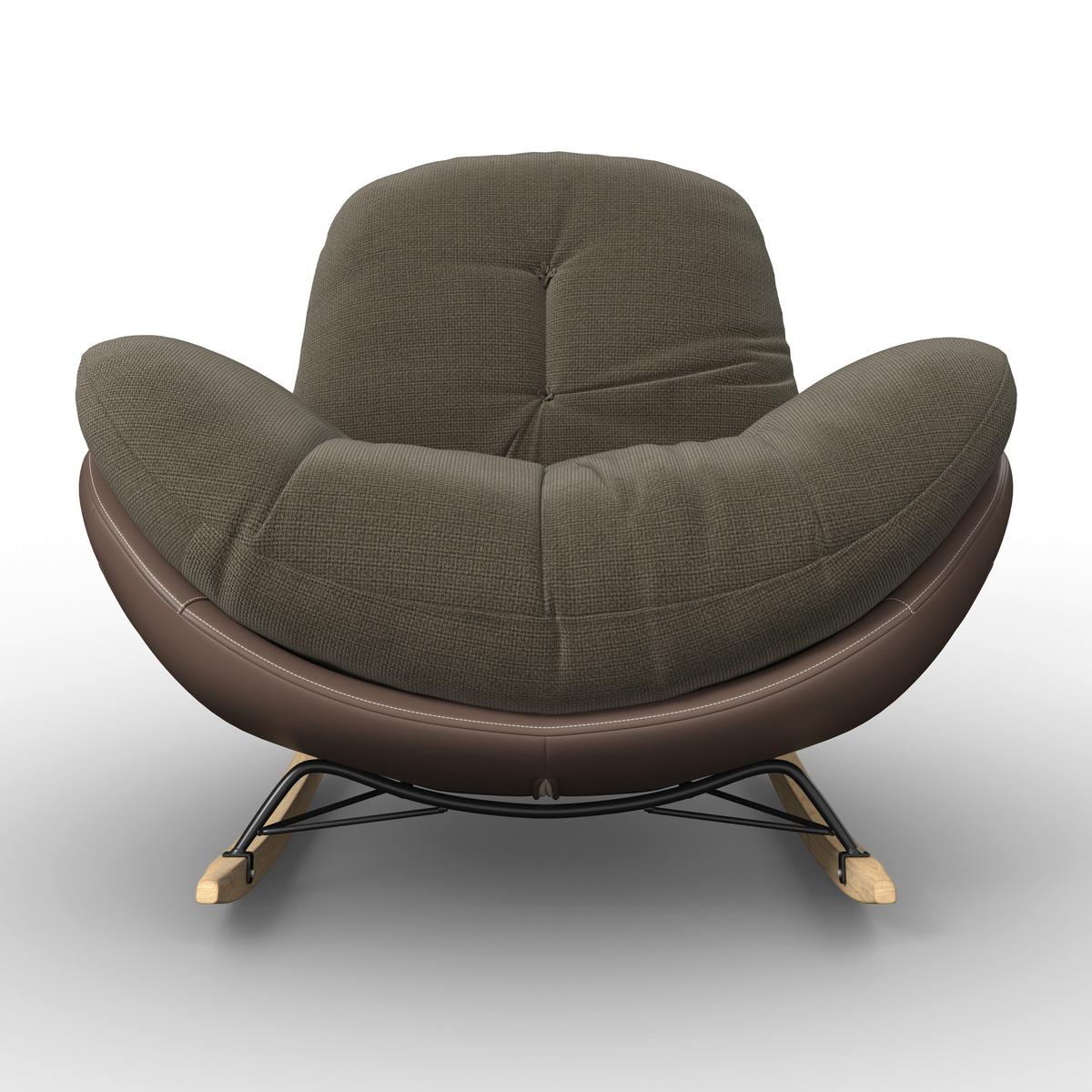 Houpací křeslo ELEA, hnědá, max. 140 kg - černá/přírodní barvy, Moderní, kov/dřevo (103/79/109cm) - Bessagi Home