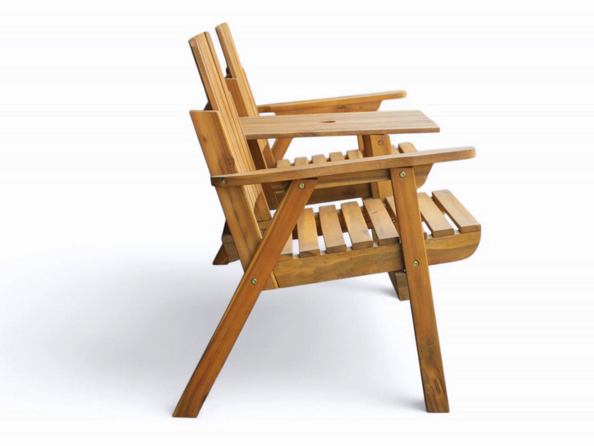 2-Sitzer mit Tisch 2-SITZER TISCH 153X65X82CM - Akaziefarben, Basics, Holz (153/65/82cm) - Prestige Home