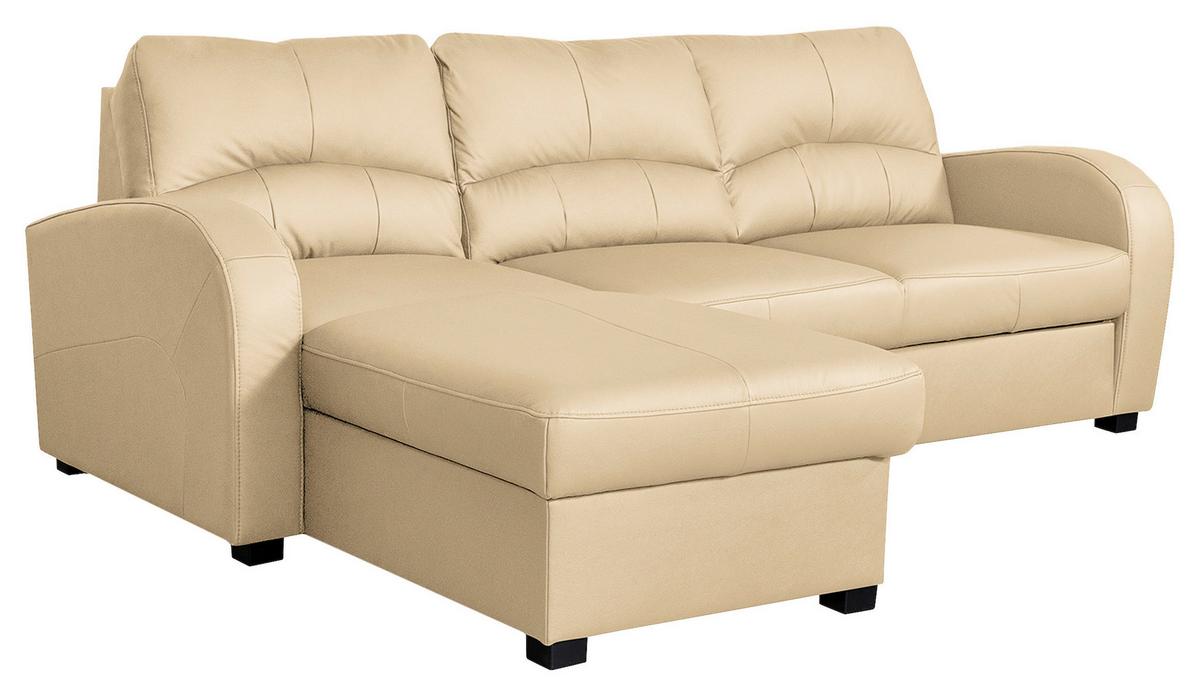 Ecksofa Tilo Beige S: 168 cm - Beige/Schwarz, Design, Leder/Textil (168/227cm) - Livetastic