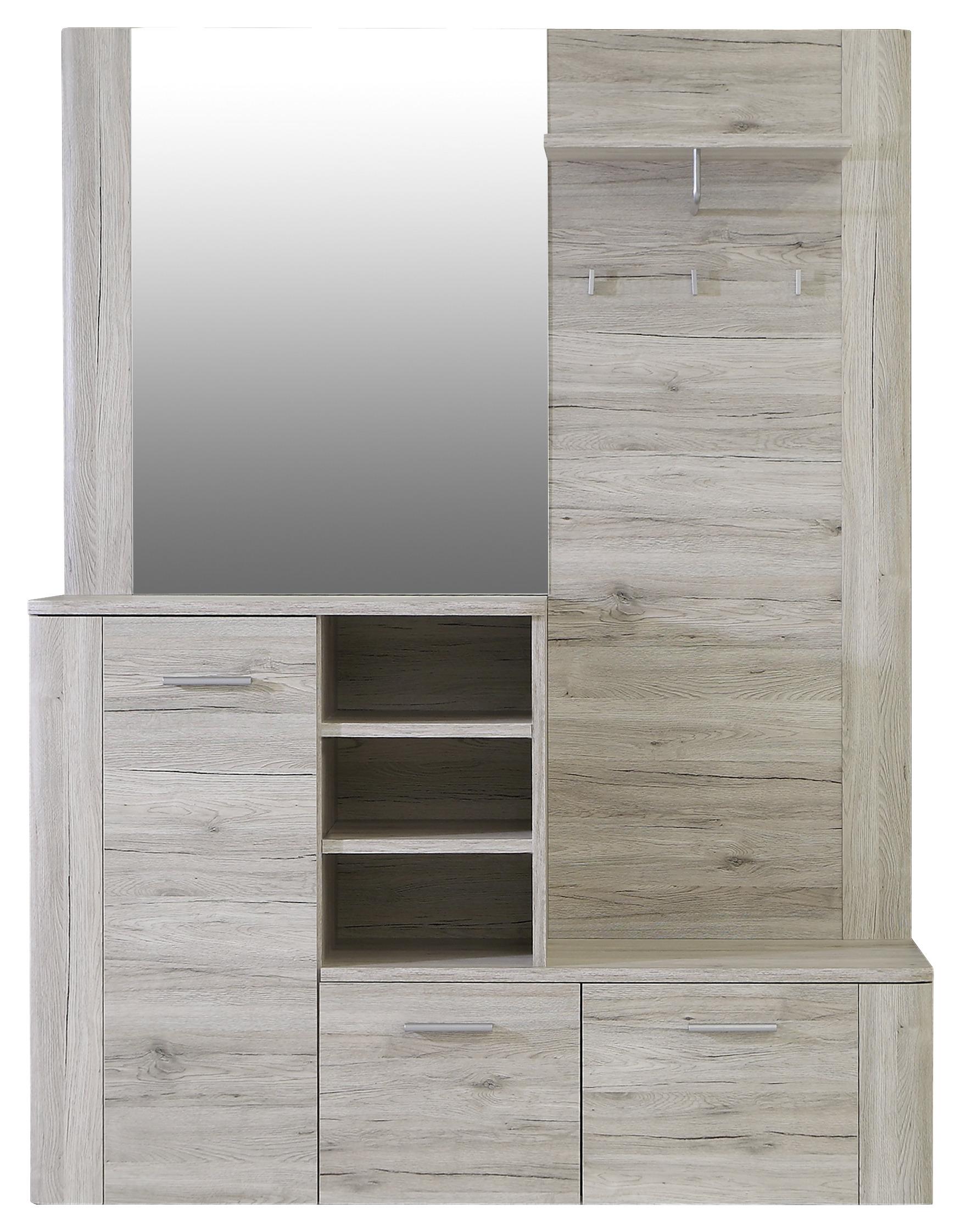Garderobe Big Bang Eiche Dekor B: 155 Cm Mit Spiegel - Basics, Glas/Holzwerkstoff (155/200/41,6cm) - MID.YOU