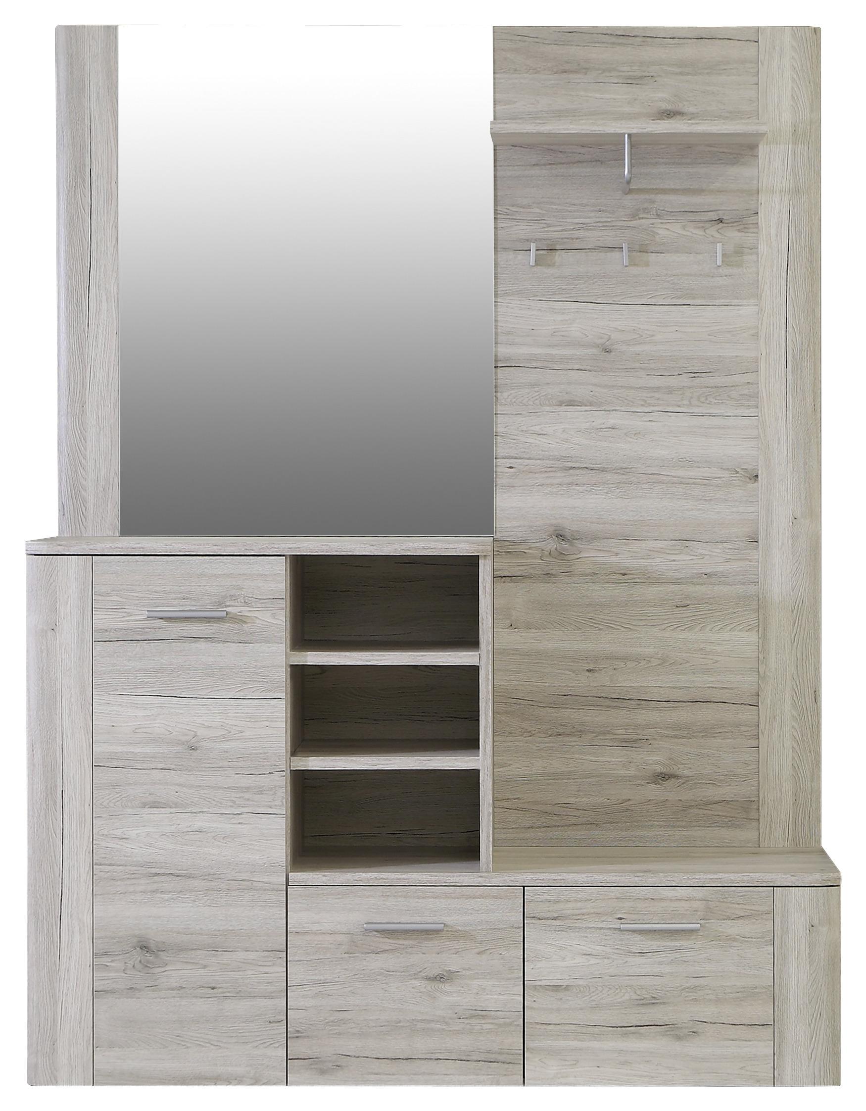 Garderobe Big Bang Eiche Dekor B: 155 cm Mit Spiegel - Basics, Glas/Holzwerkstoff (155/200/41,6cm) - MID.YOU