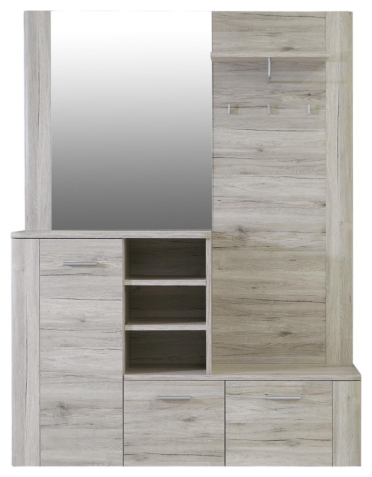 Garderobe Big Bang Eiche Dekor B: 155 Cm Mit Spiegel - Basics, Glas/Holzwerkstoff (155/200/41,6cm) - MID.YOU