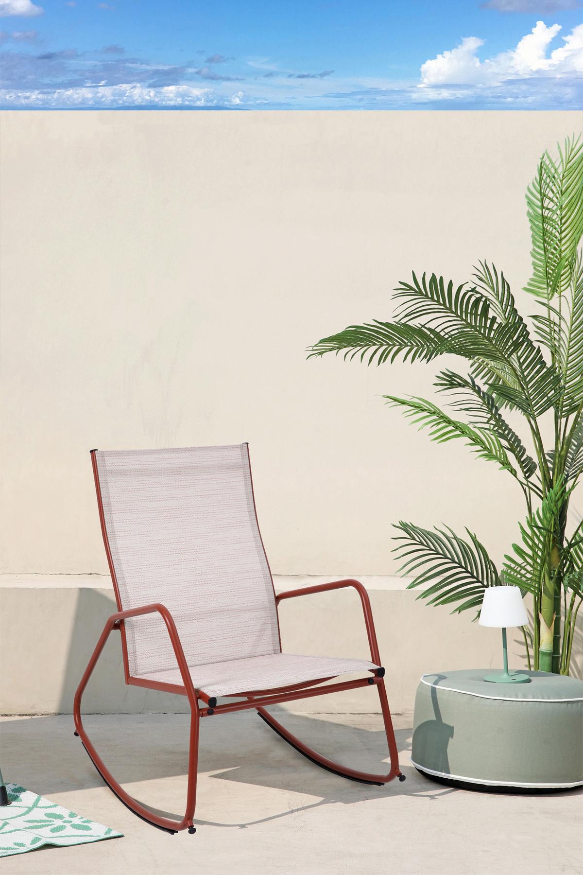 Loungesessel Brody – Schaukelstuhl - Terracotta, MODERN, Textil/Metall (68.5/97/91cm)