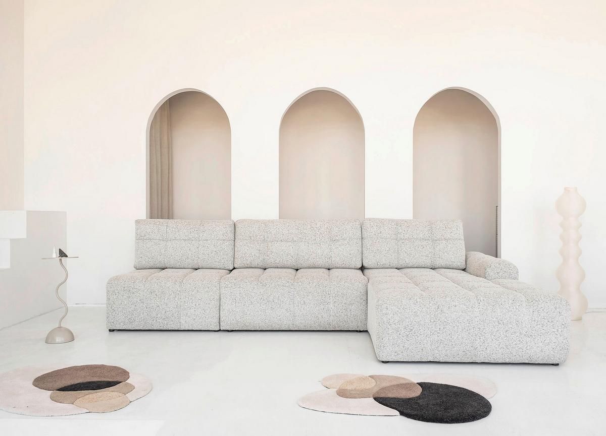 Ecksofa Lulu Taupe S: 338x184cm - Taupe/Schwarz, Design, Textil (338/184cm) - MID.YOU