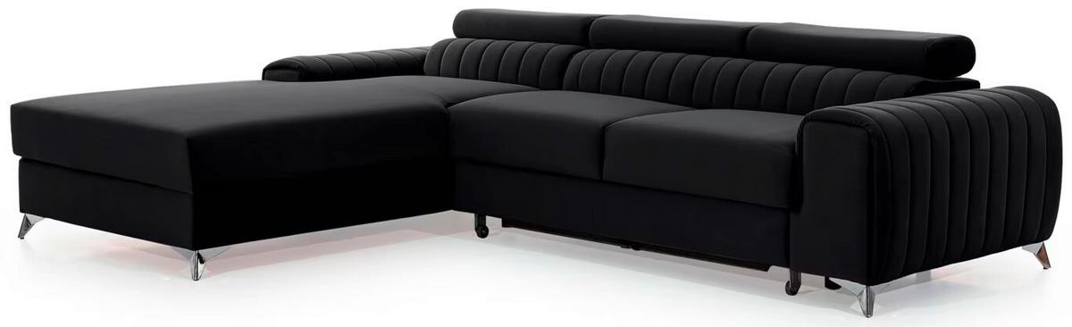 Ecksofa Grayson Schwarz S: 205x278 Cm - Silberfarben/Schwarz, Design, Textil (205/278cm) - MID.YOU
