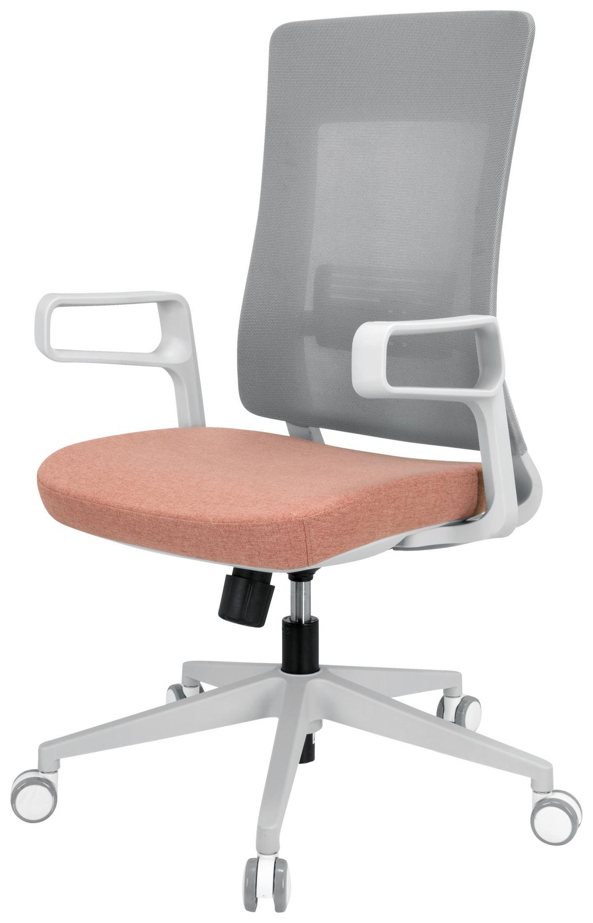 Drehstuhl Comfio Wm Grau/rosa Bis 120 Kg - Rosa/Grau, Basics, Kunststoff/Textil (58/104/59cm) - MID.YOU