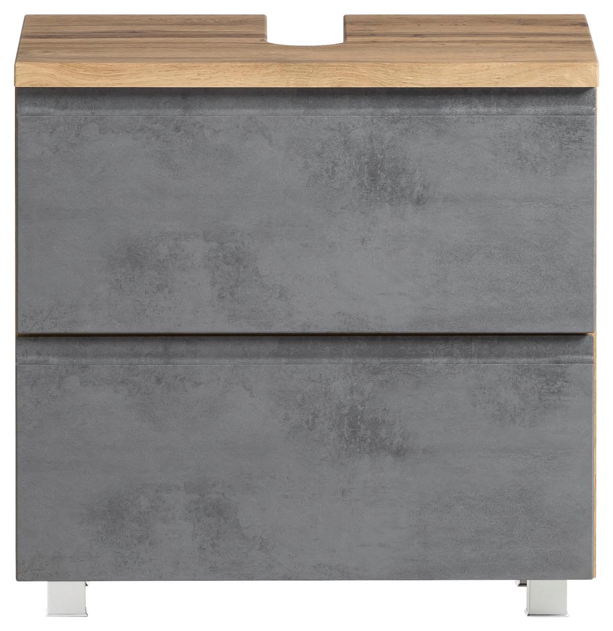 Waschbeckenunterschrank Varese B: 60 cm Hellgrau/Eiche Wotan - Eiche Wotan/Hellgrau, MODERN, Holzwerkstoff (60/56/35cm) - Held