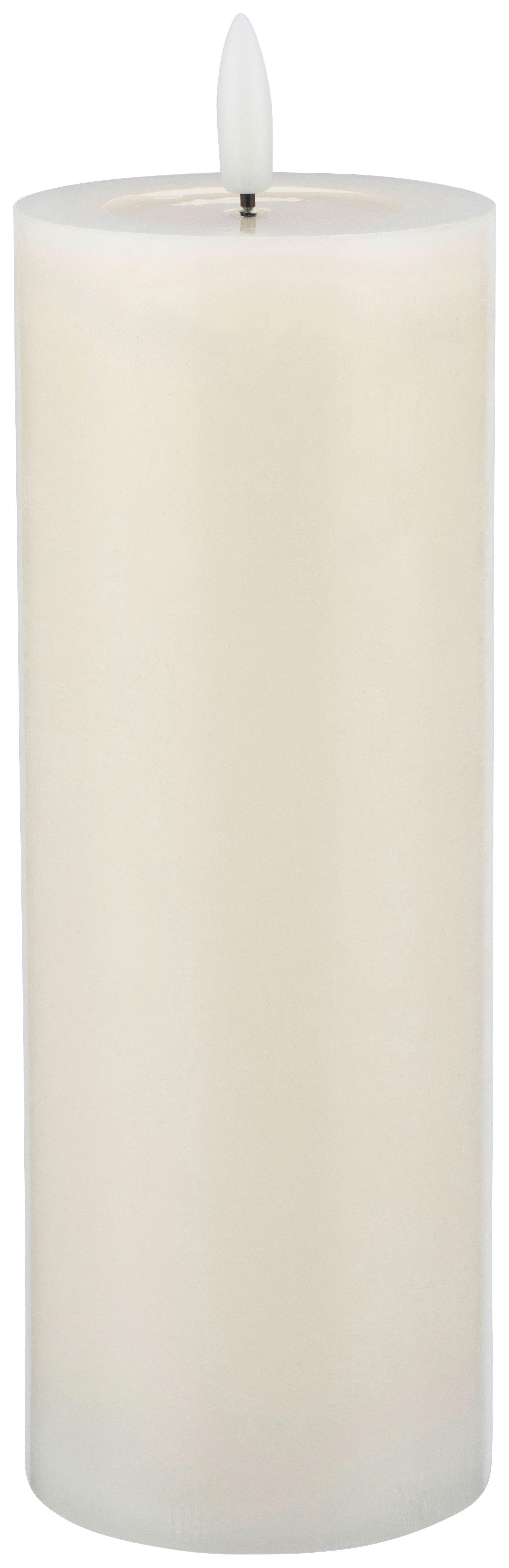 LED-Kerze Mara Weiß mit Timer, Ø/H: 7,5/12,8 cm - Weiß, Basics, Naturmaterialien/Kunststoff (7,5cm) - James Wood