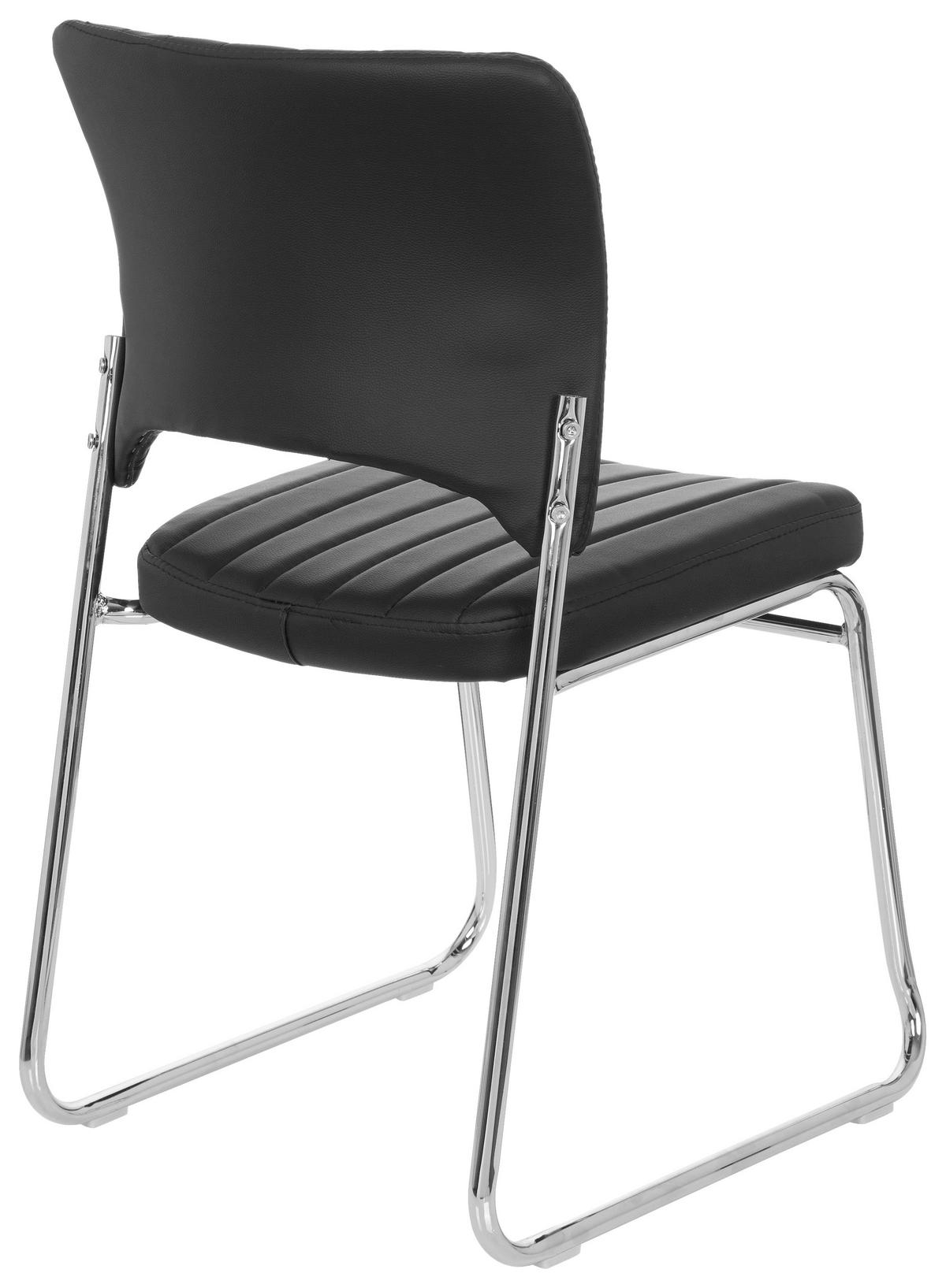 Besucherstuhl Caspi V Schwarz - Chromfarben/Schwarz, MODERN, Textil/Metall (44/82/52cm) - MID.YOU