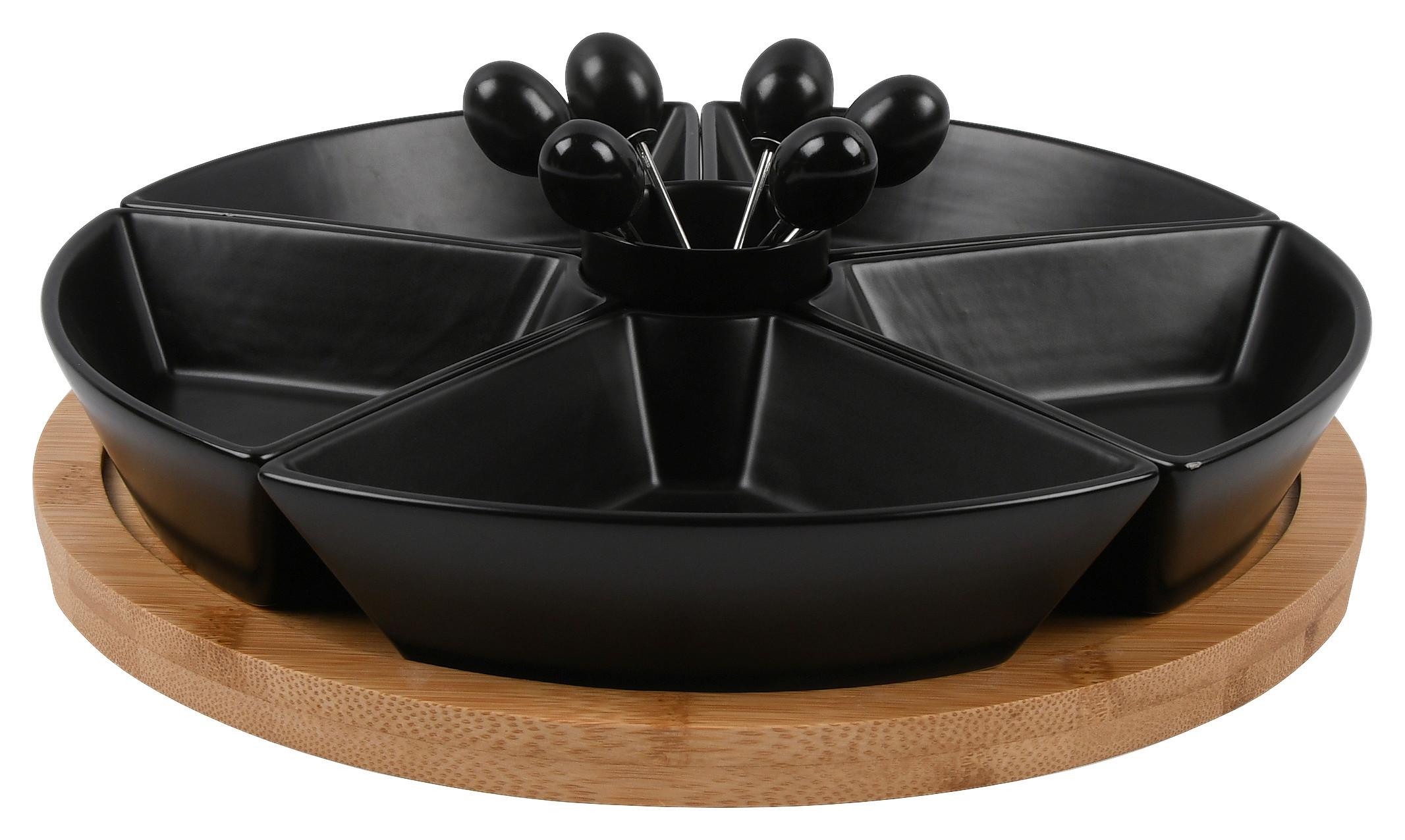 sada misiek na pochutiny TAPAS OLIVES - černá, Moderní, dřevo/keramika (28/28/6cm) - Mömax