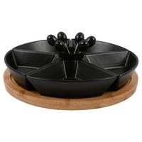sada misiek na pochutiny TAPAS OLIVES - černá, Moderní, dřevo/keramika (28/28/6cm) - Mömax