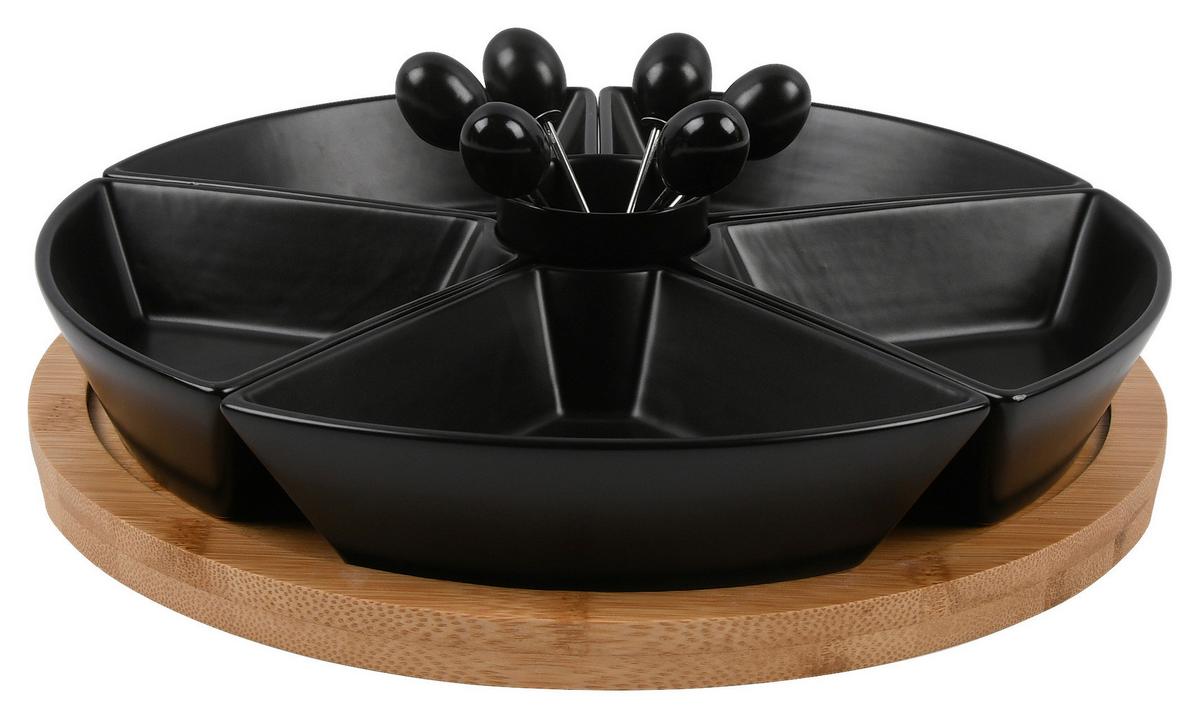 sada misiek na pochutiny TAPAS OLIVES - černá, Moderní, dřevo/keramika (28/28/6cm) - Mömax