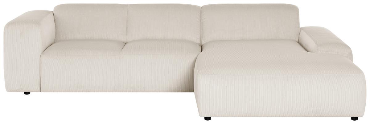Ecksofa Hannah Creme 304x200 cm - Creme/Schwarz, Design, Textil (304/200cm) - MID.YOU