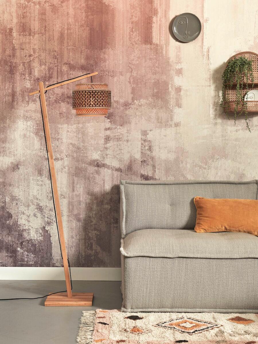 Stehleuchte Bhutan/Fs/Ad/N/2520/Bn - Schwarz/Naturfarben, Trend, Holz (150/31/55cm) - Good & Mojo