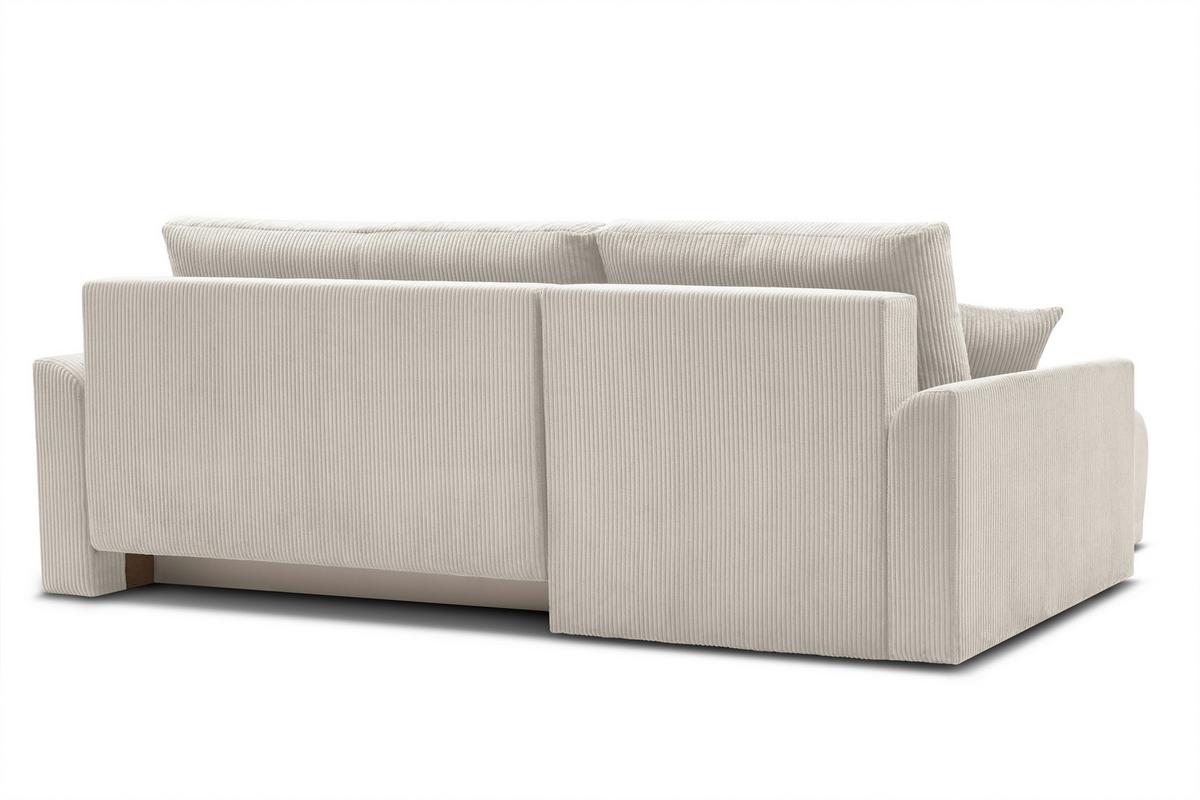 Rohová sedačka KIM L146, oboustranná, krémový manšestr - krémová, Moderní, dřevo (233/146cm)
