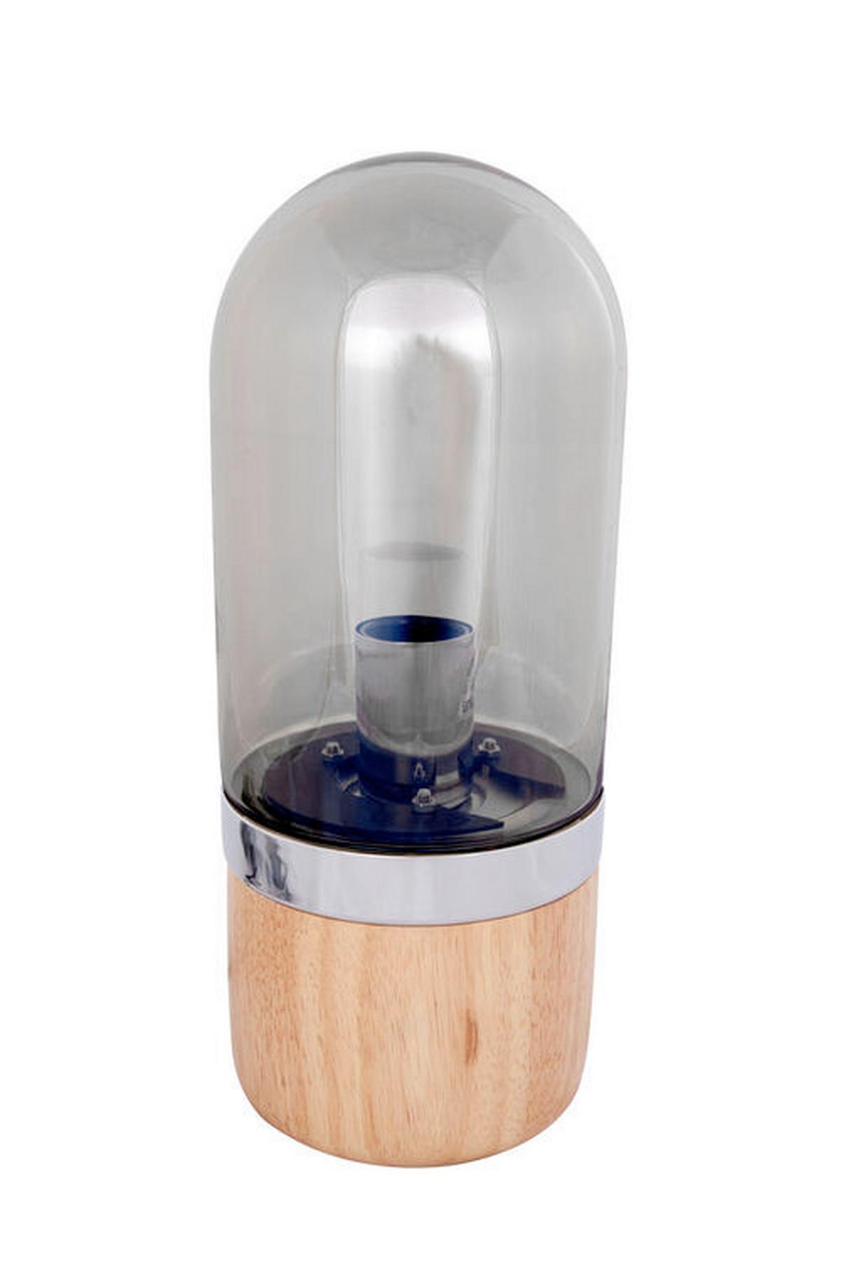 Tischlampe Malbi Grau/holz Dekor - Grau, Trend, Glas/Holz (14/14/33cm) - Kayoom