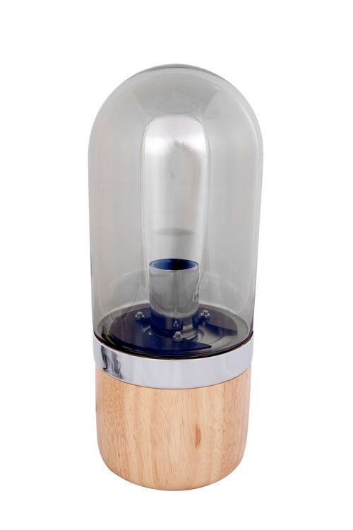 Tischlampe Malbi Grau/Holz Dekor