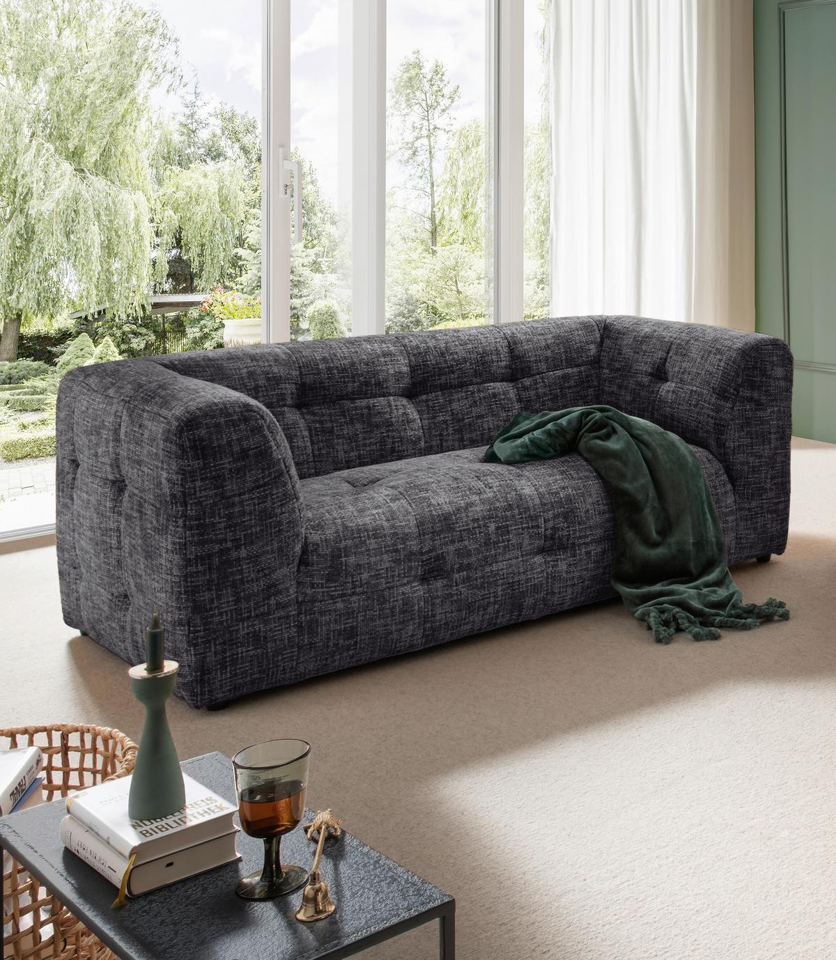2-sitzer-sofa Velice, Schwarz B: 184 Cm - Schwarz, Design, Textil (184/72/95cm) - Livetastic