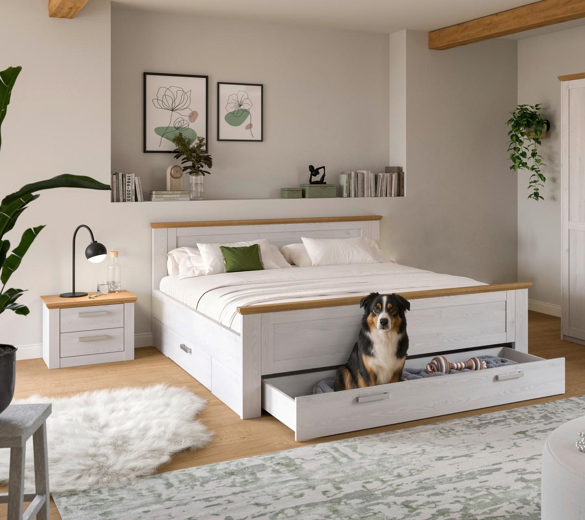 Schlafzimmer Verona Lärchefarben/Eiche D. 3-Teilig - Lärchefarben/Eiche Artisan, ROMANTIK / LANDHAUS, Holzwerkstoff - Livetastic
