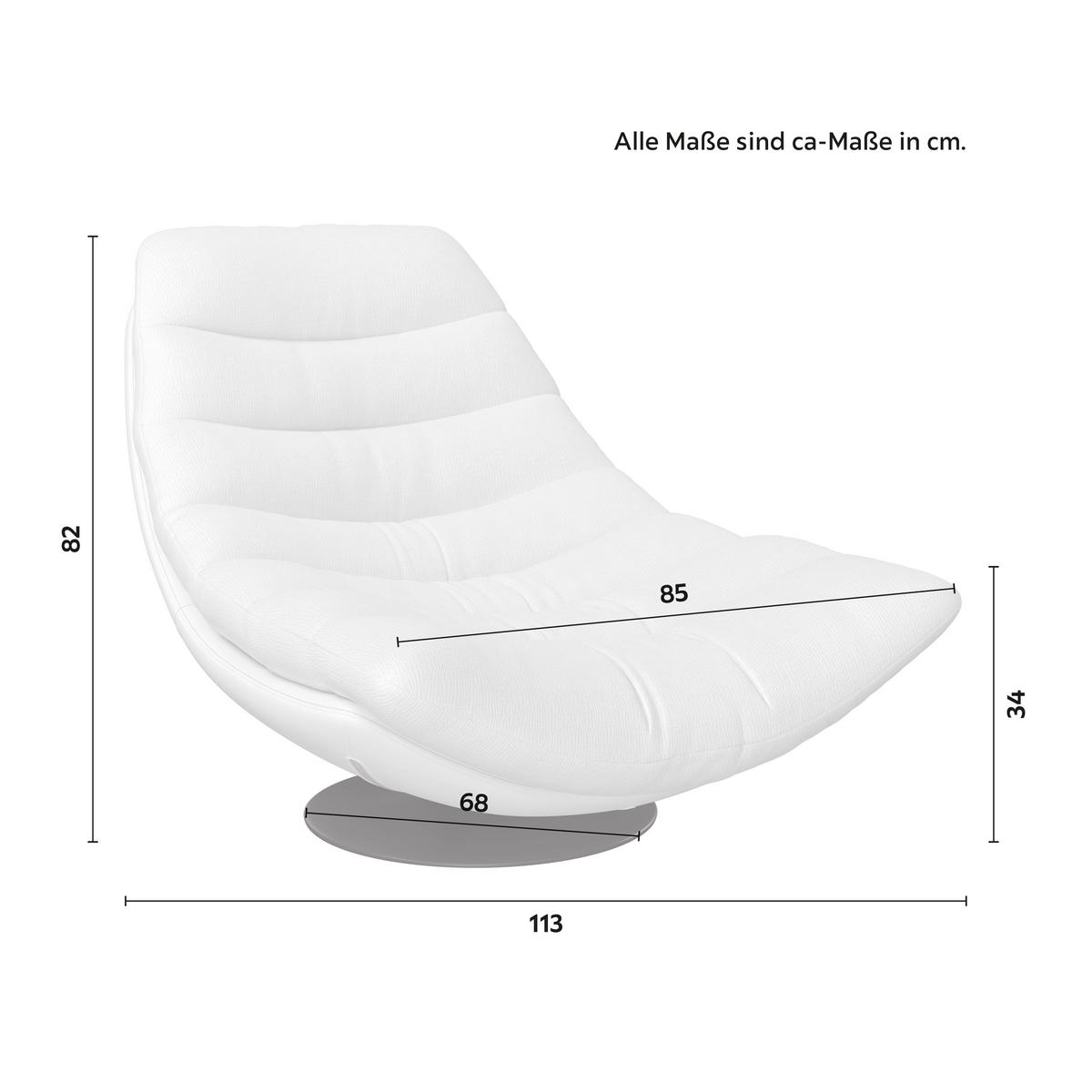 Relaxační křeslo LENA, bílá, max. 140 kg - bílá/černá, Moderní, kov/textil (85/82/113cm) - Bessagi Home