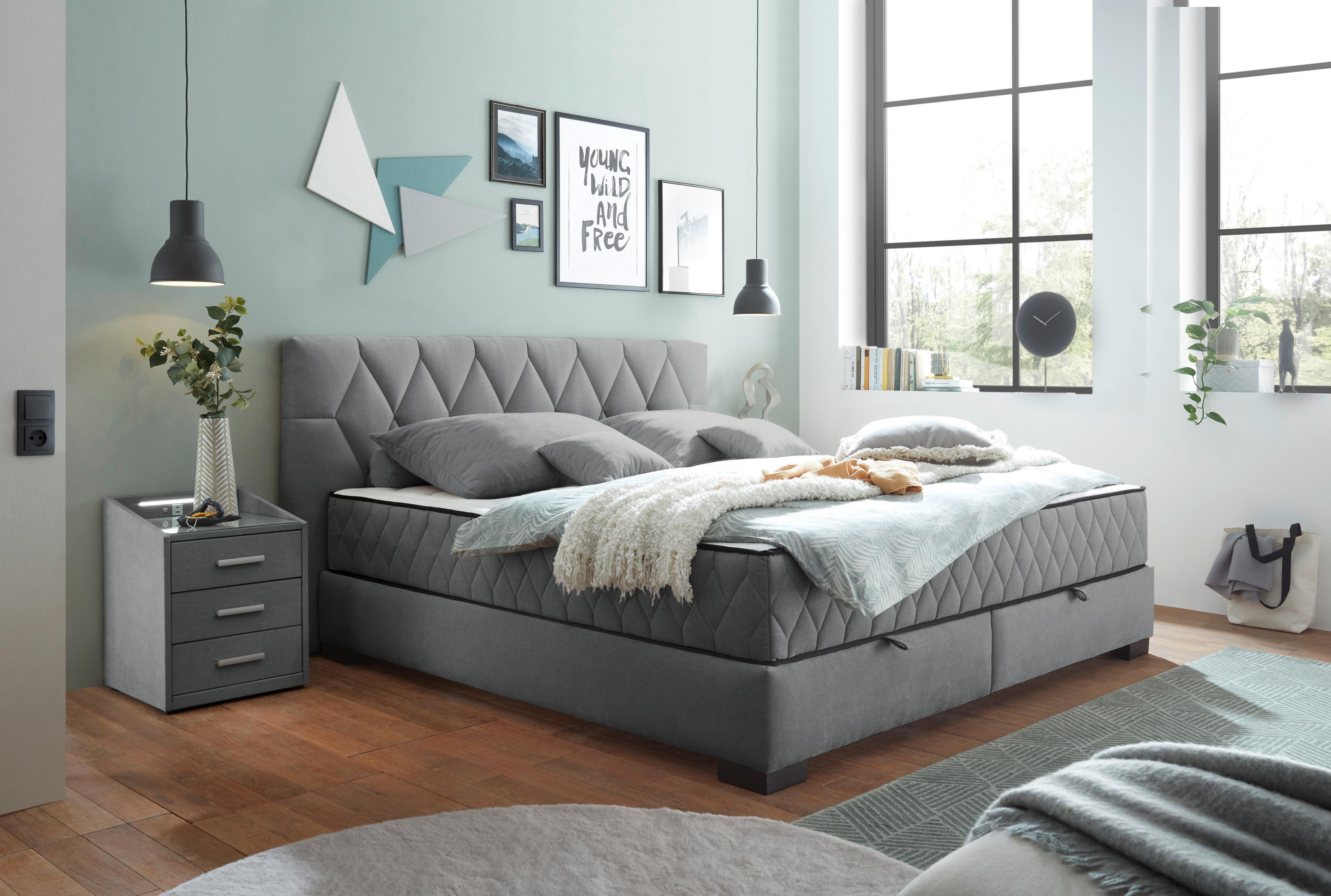 Boxbett Nagol B - Anthrazit/Schwarz, MODERN, Holzwerkstoff/Textil (180/200cm) - MID.YOU