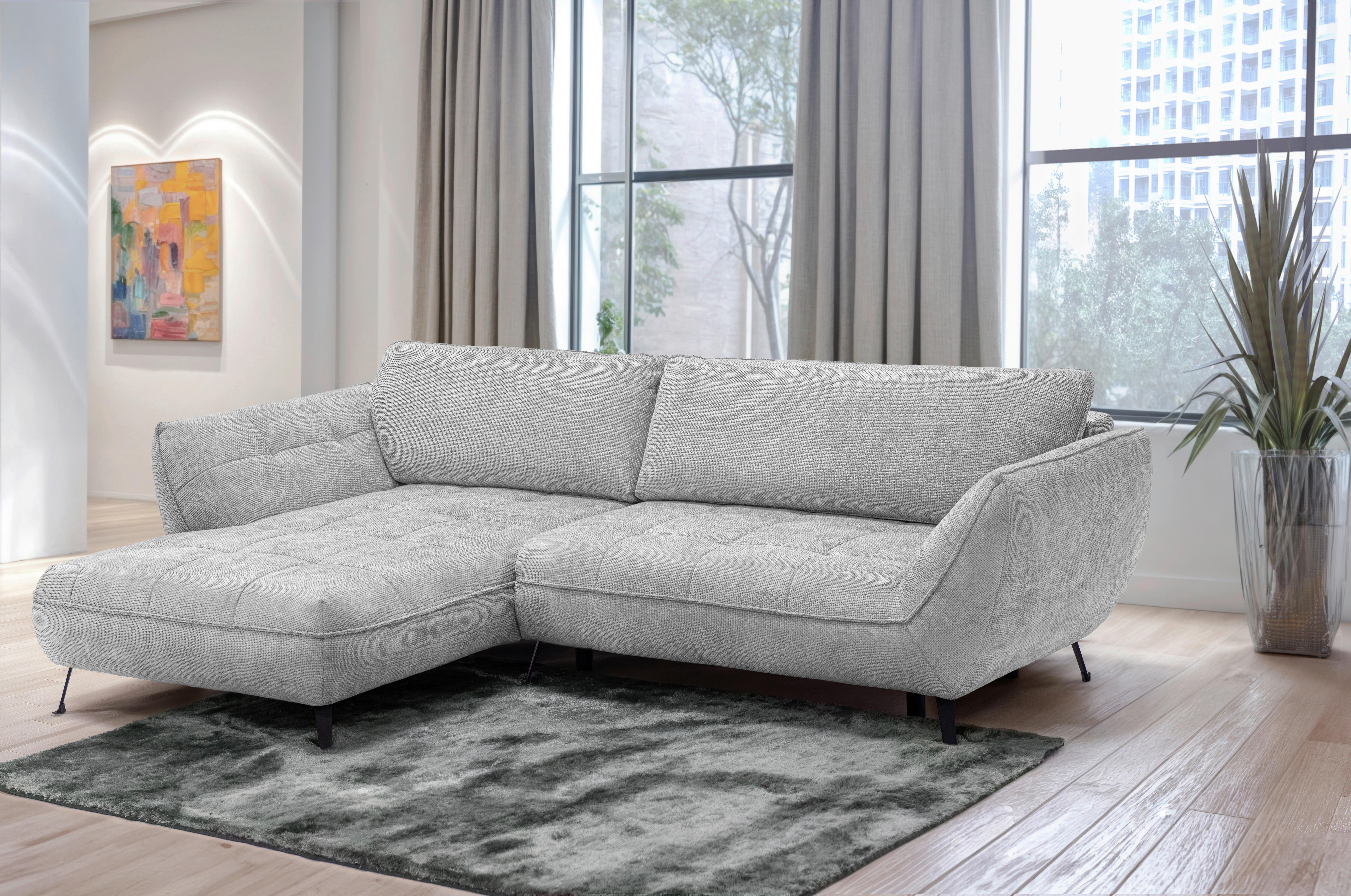 Ecksofa Samoa Hellgrau S: 187x282 cm - Hellgrau/Schwarz, Design, Textil (187/282cm) - Livetastic