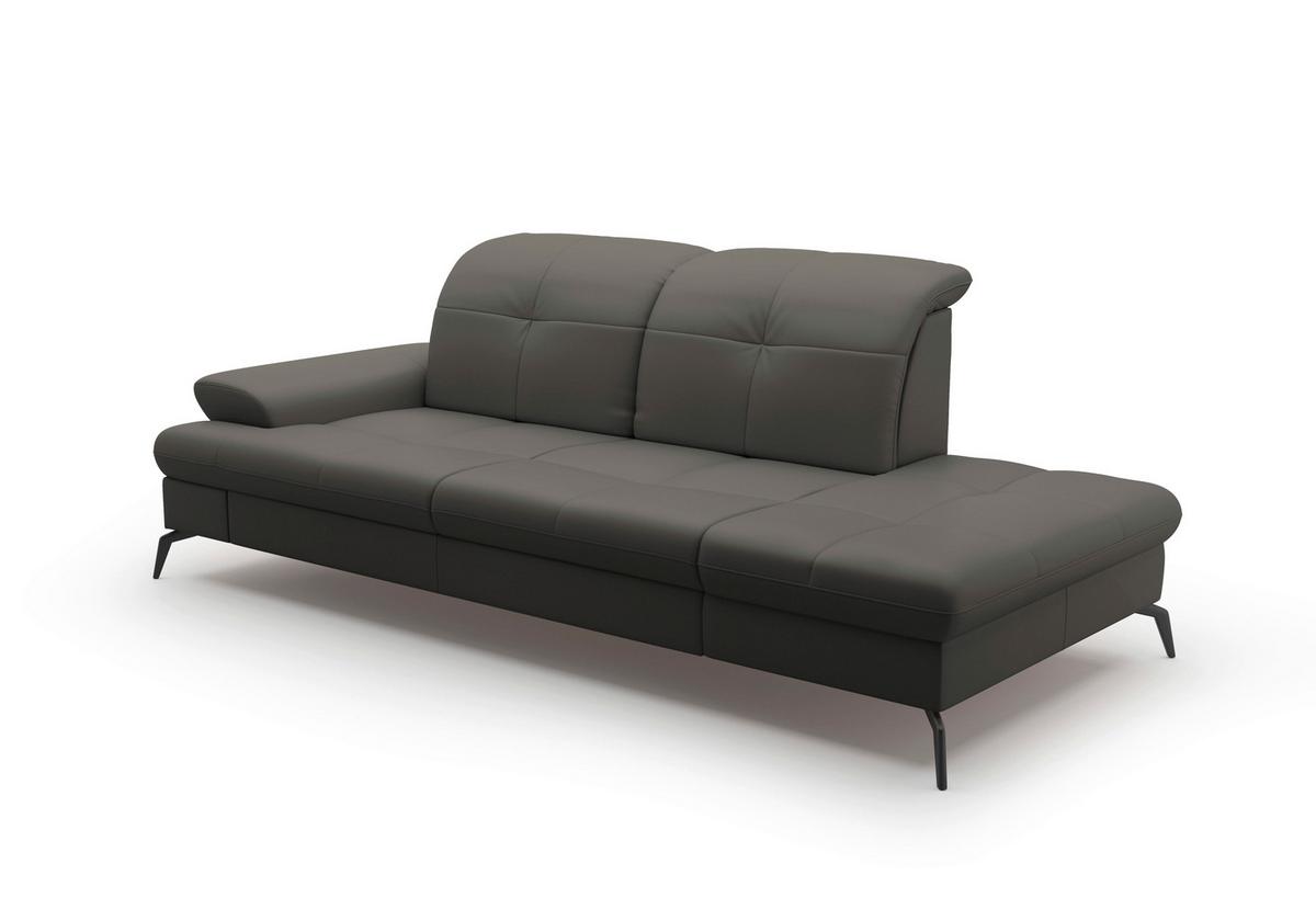 Récamiere Amica E, Anthrazit B: 231 Cm - Anthrazit/Schwarz, KONVENTIONELL, Leder/Textil (231/90/122cm) - Sit & More