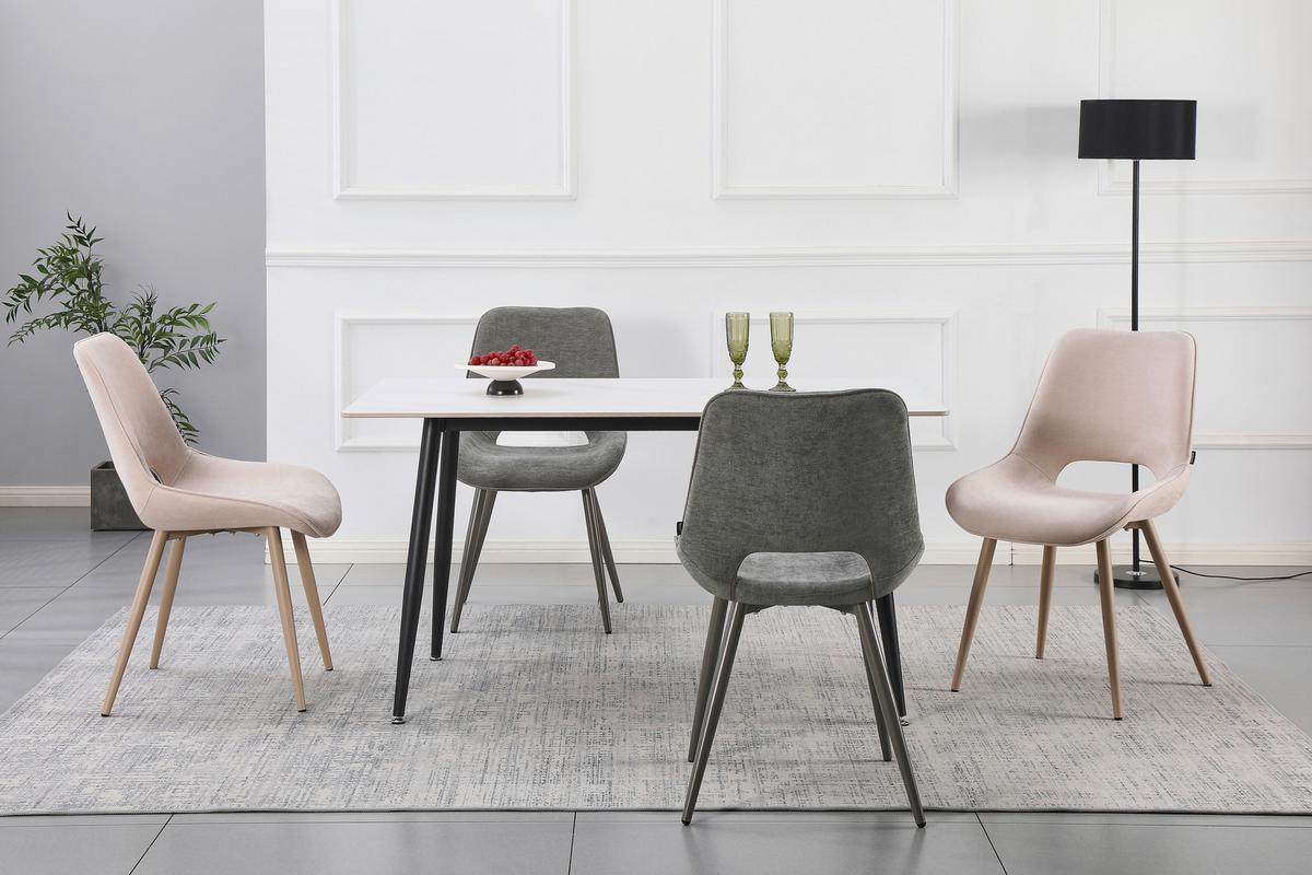 Stuhl Vero Beige B: 50 cm - Beige, MODERN, Textil/Metall (50/86/62cm) - Livetastic