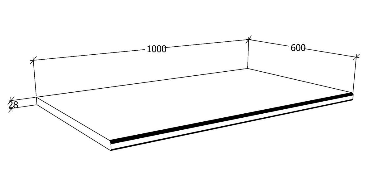 Arbeitsplatte Esilo Weiß B: 100 cm - Weiß, KONVENTIONELL, Holzwerkstoff (100/2,8/60cm) - MID.YOU