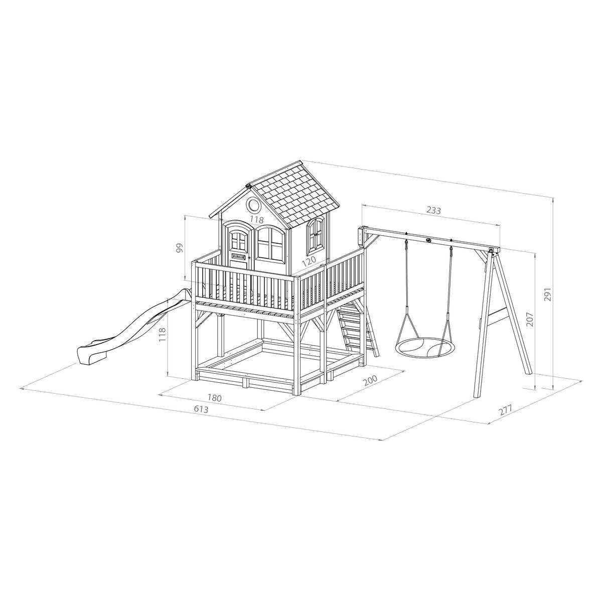Spielturm A030.154.80 - Braun/Grau, KONVENTIONELL, Holz (613/291/277cm) - Ambia Garden